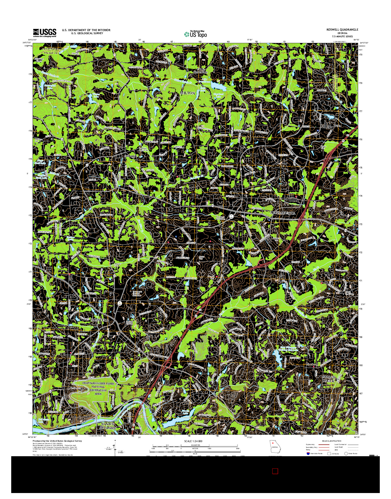 USGS US TOPO 7.5-MINUTE MAP FOR ROSWELL, GA 2017