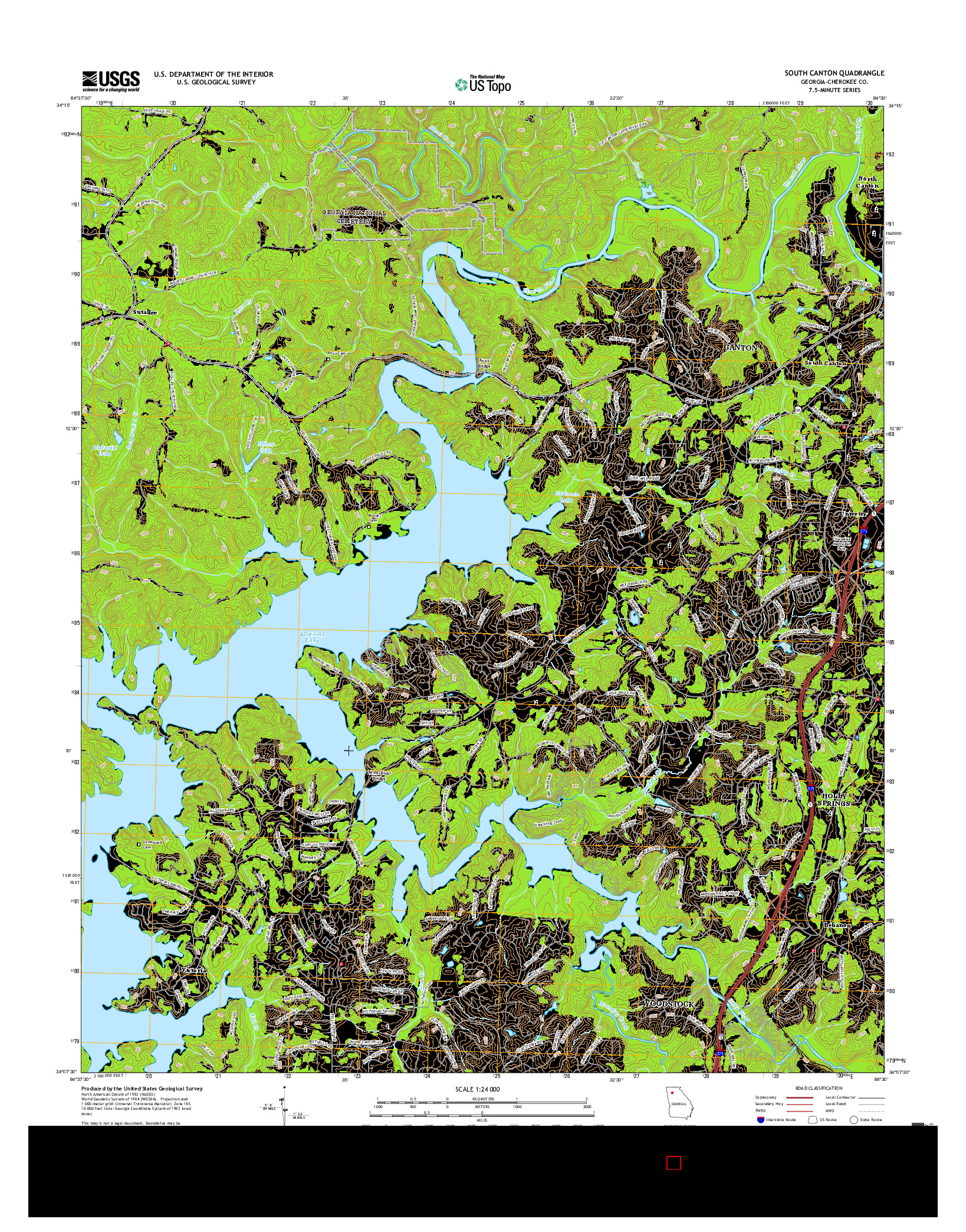 USGS US TOPO 7.5-MINUTE MAP FOR SOUTH CANTON, GA 2017