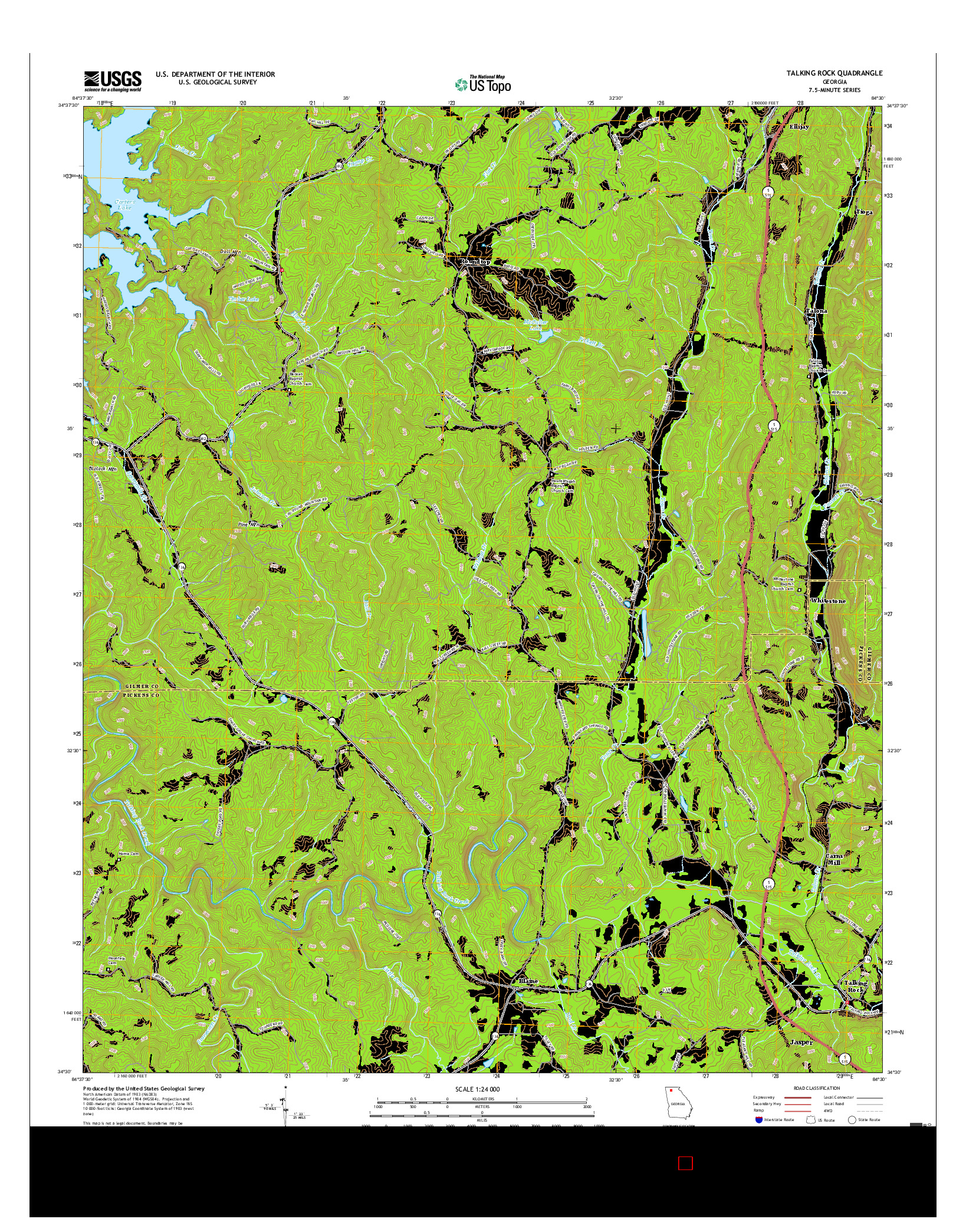 USGS US TOPO 7.5-MINUTE MAP FOR TALKING ROCK, GA 2017