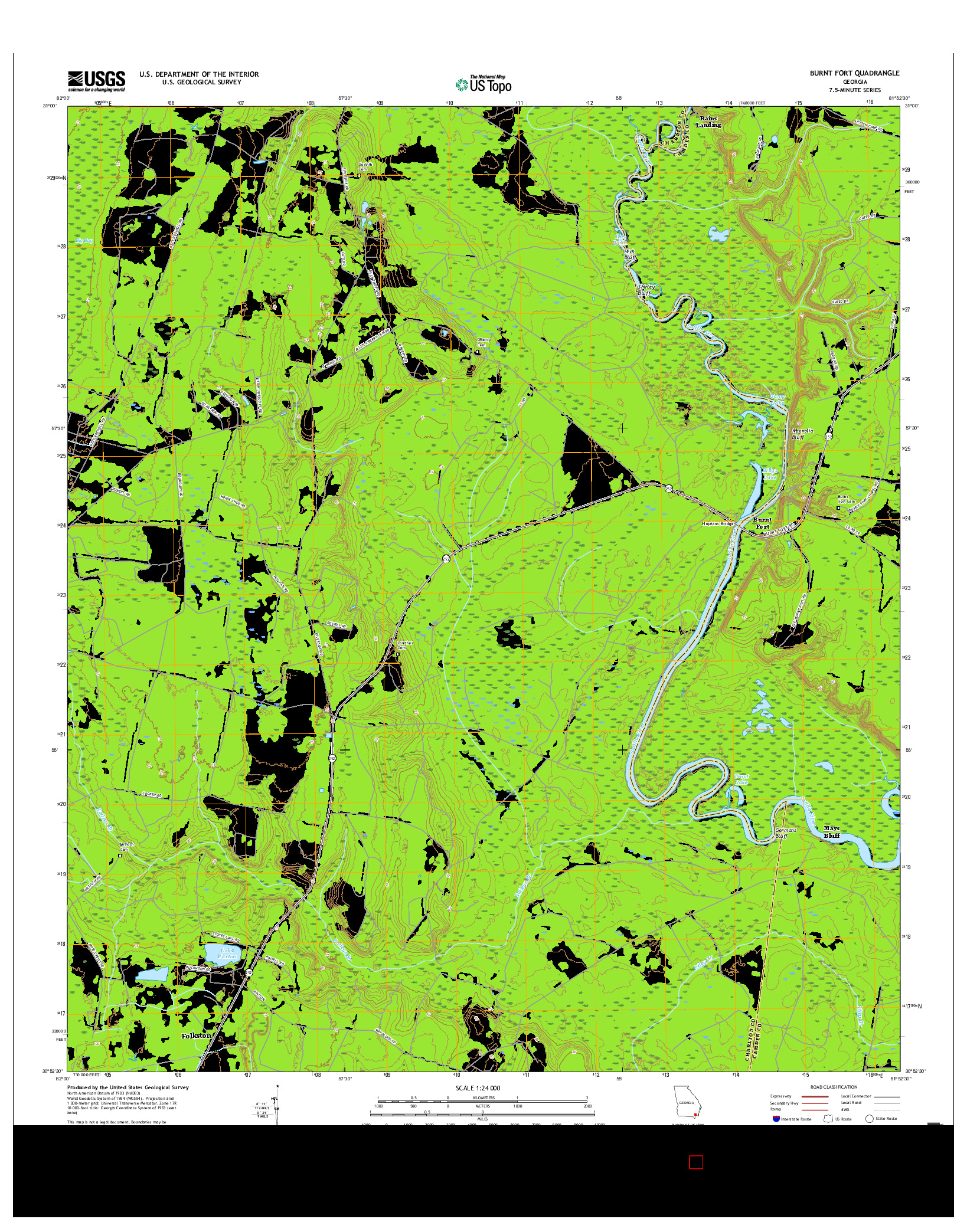 USGS US TOPO 7.5-MINUTE MAP FOR BURNT FORT, GA 2017