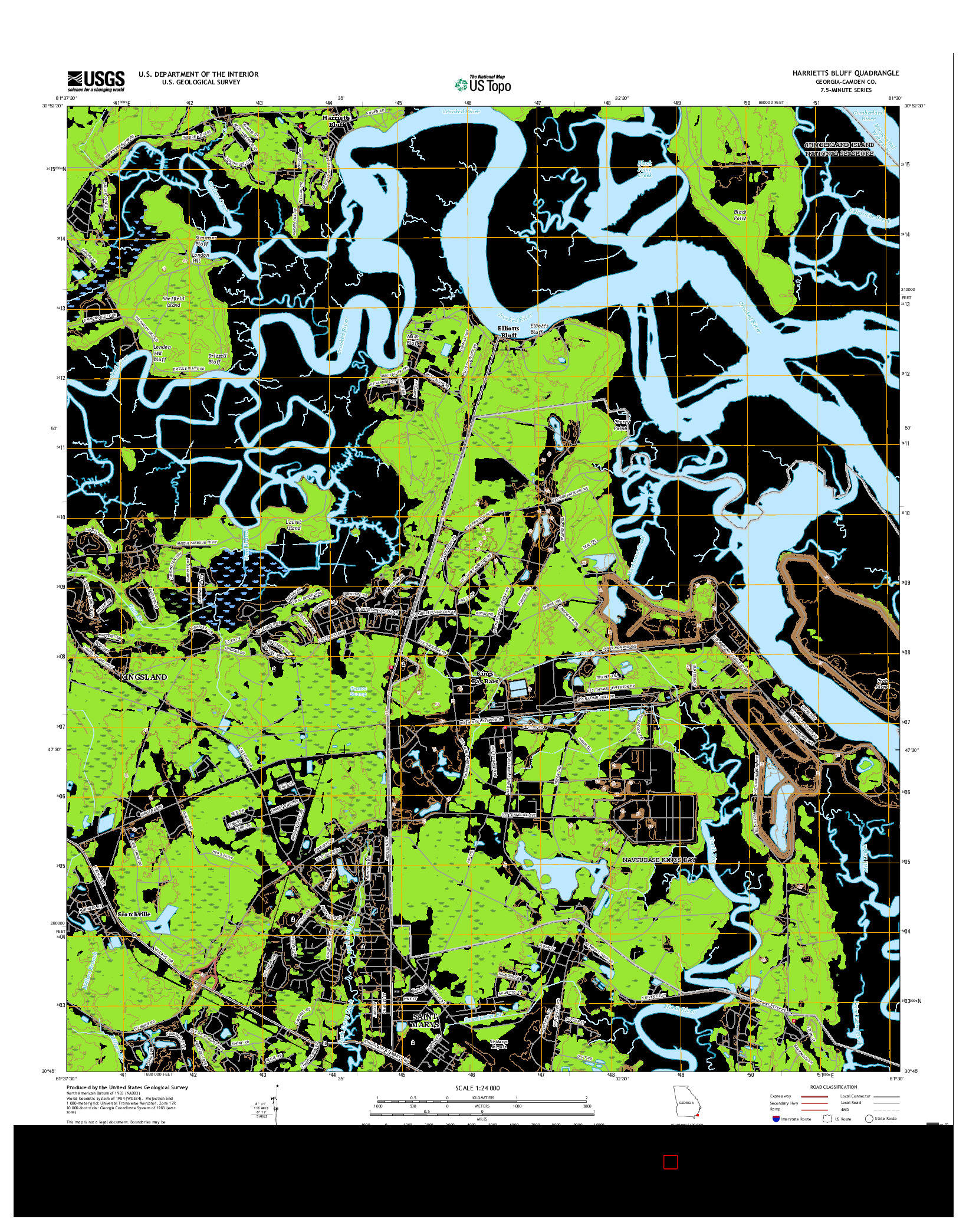 USGS US TOPO 7.5-MINUTE MAP FOR HARRIETTS BLUFF, GA 2017