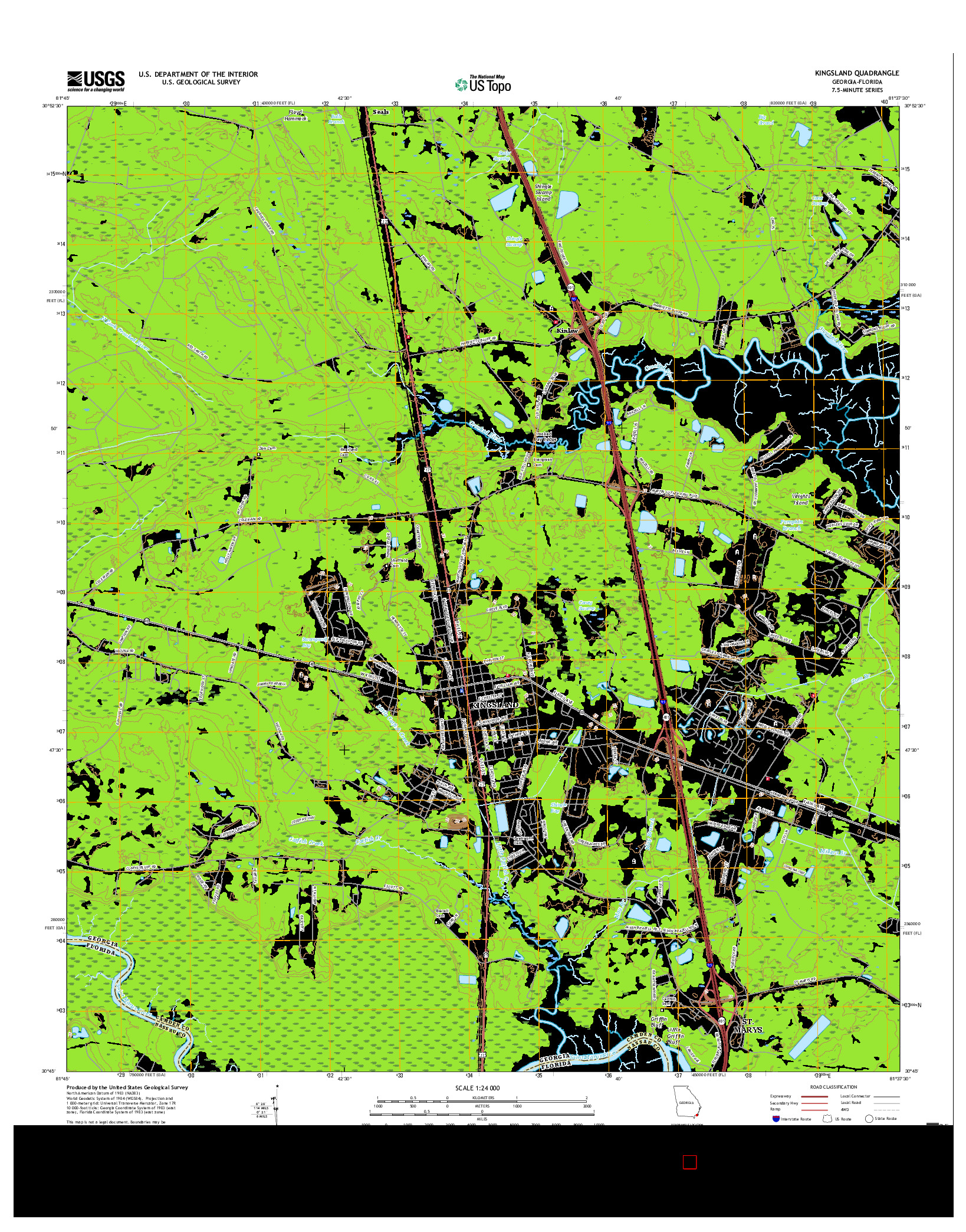 USGS US TOPO 7.5-MINUTE MAP FOR KINGSLAND, GA-FL 2017