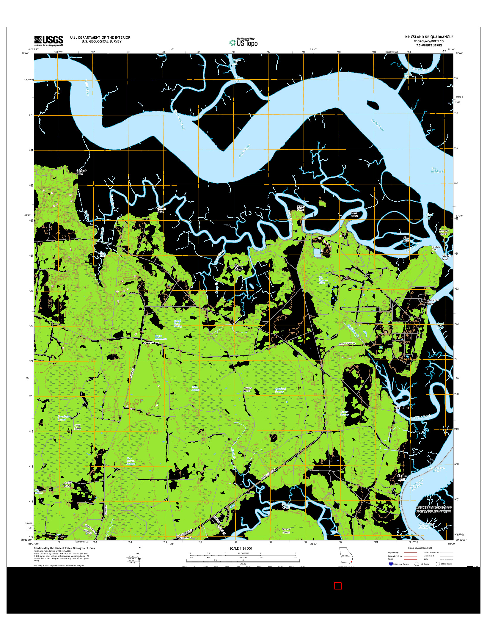 USGS US TOPO 7.5-MINUTE MAP FOR KINGSLAND NE, GA 2017