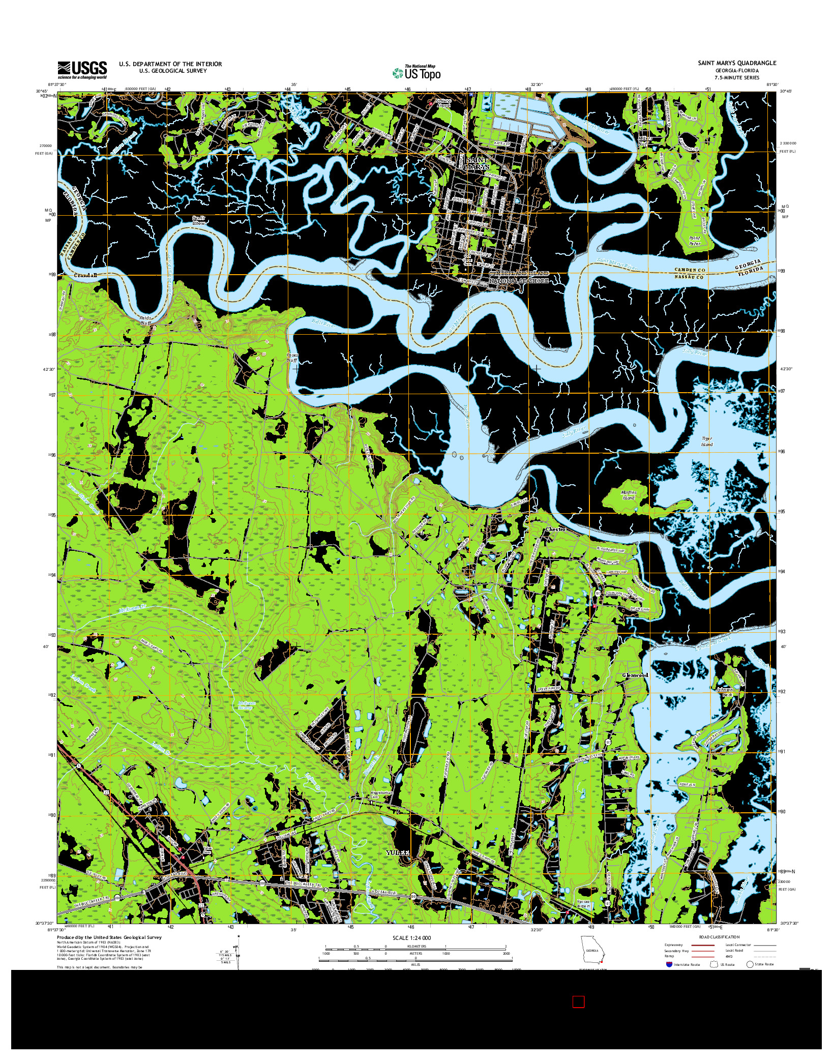 USGS US TOPO 7.5-MINUTE MAP FOR SAINT MARYS, GA-FL 2017