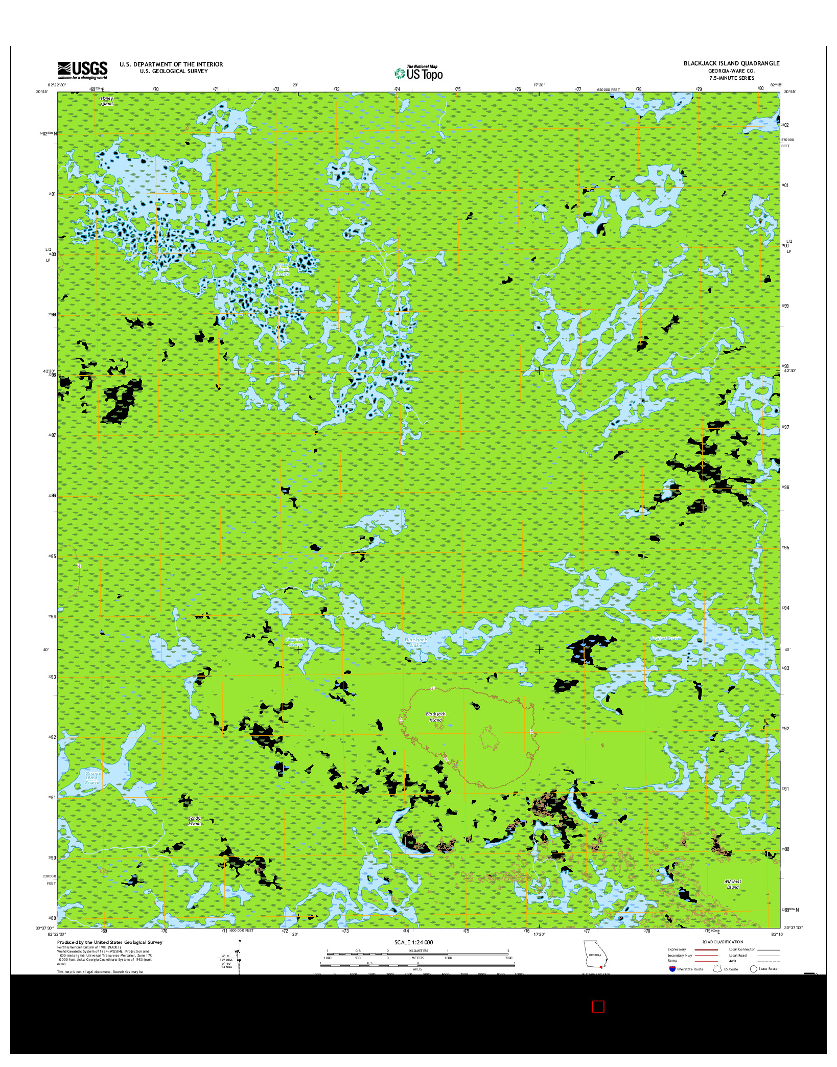 USGS US TOPO 7.5-MINUTE MAP FOR BLACKJACK ISLAND, GA 2017