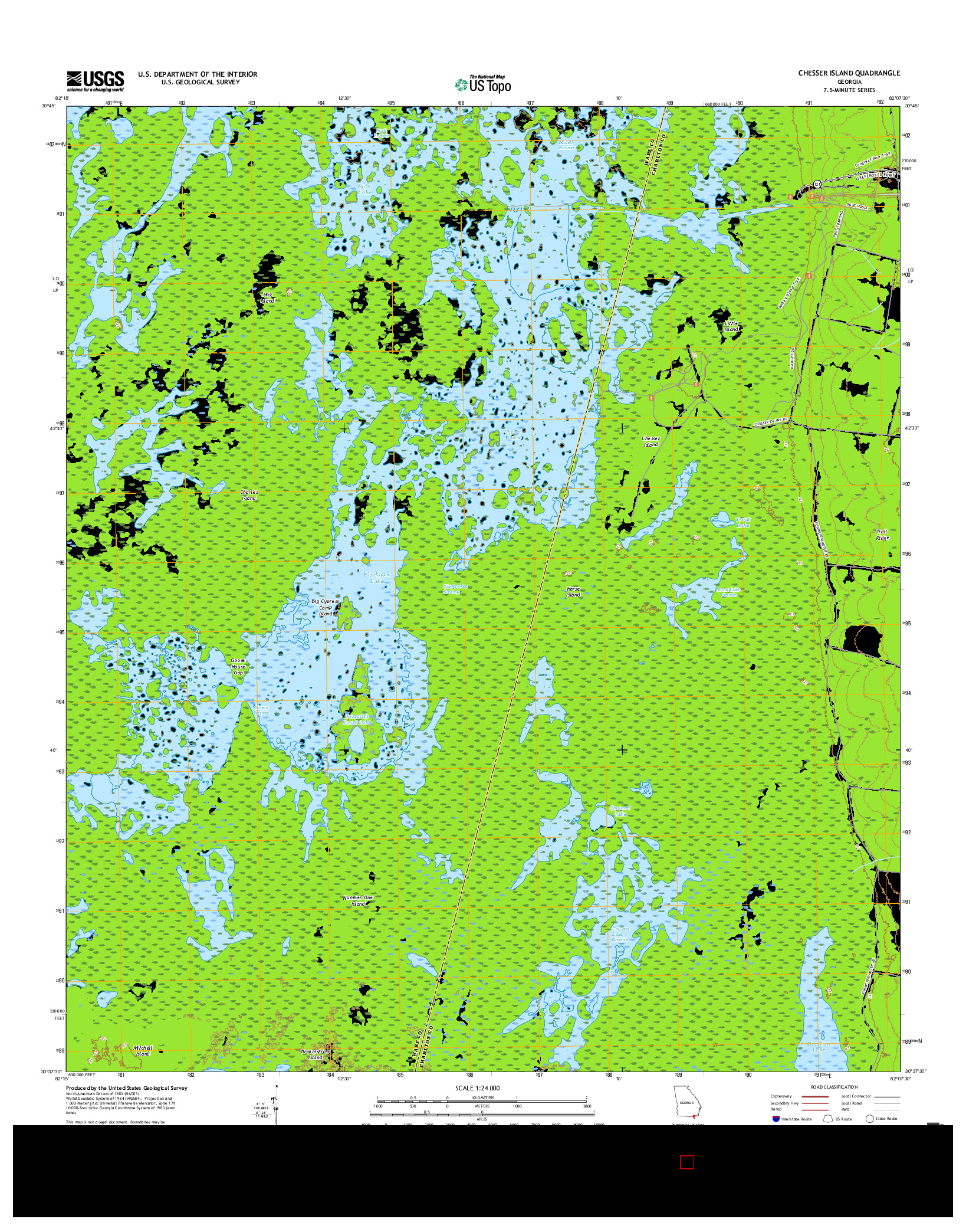 USGS US TOPO 7.5-MINUTE MAP FOR CHESSER ISLAND, GA 2017