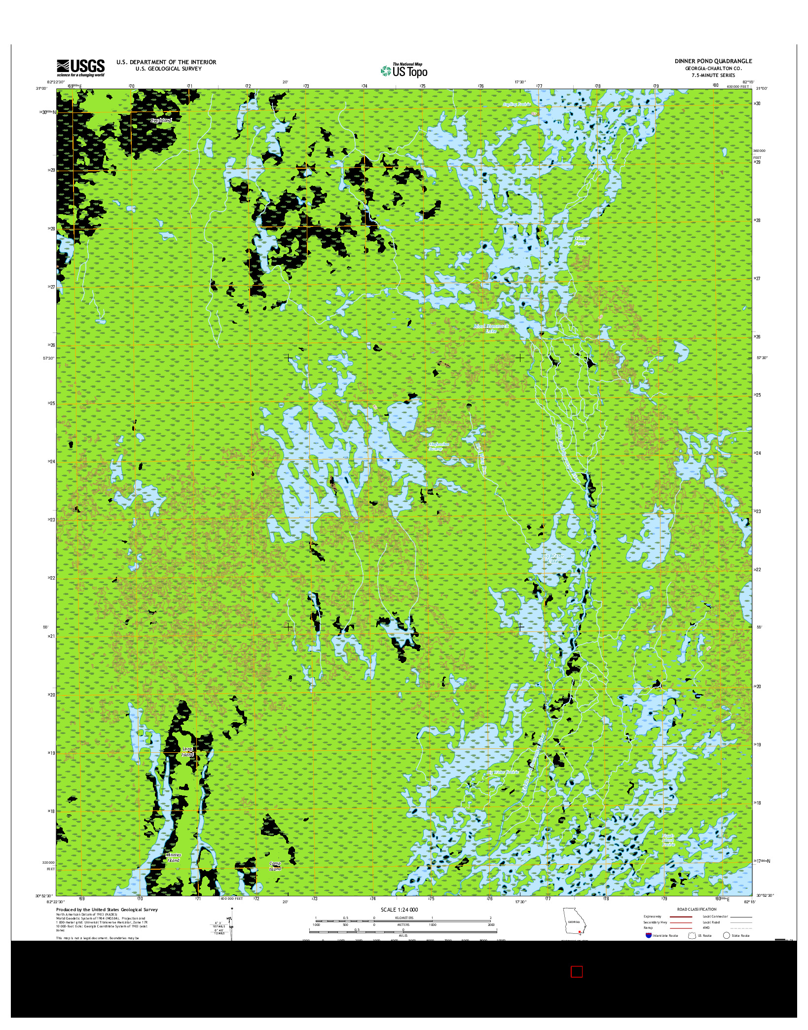 USGS US TOPO 7.5-MINUTE MAP FOR DINNER POND, GA 2017