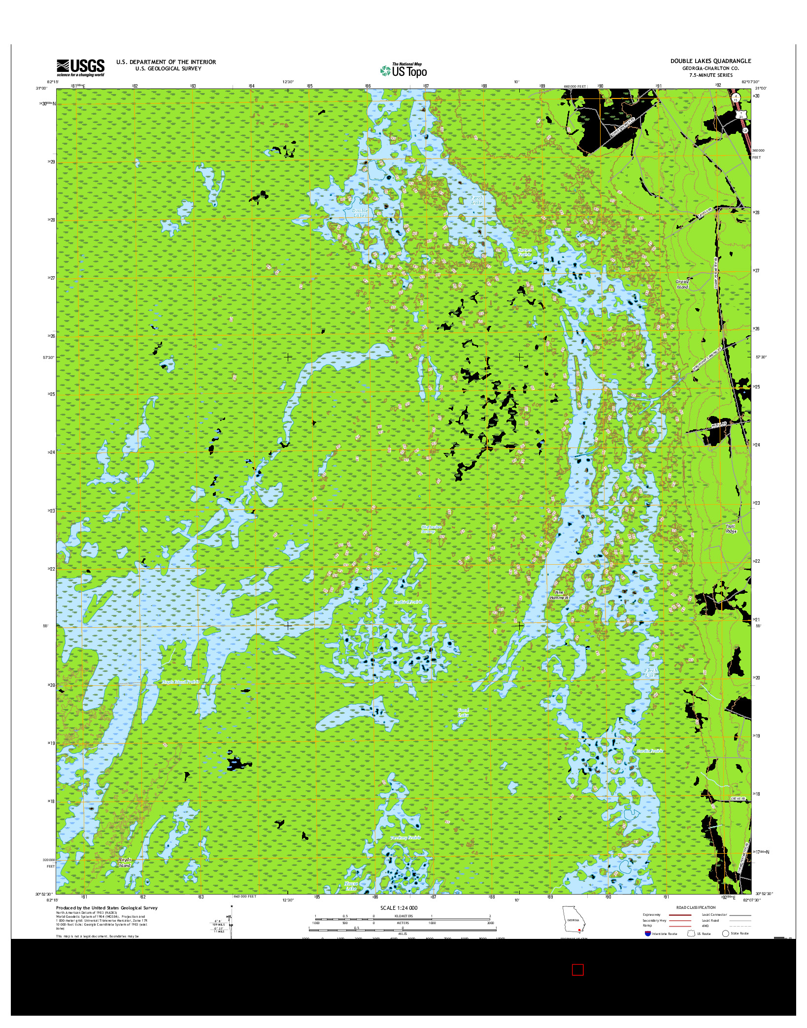 USGS US TOPO 7.5-MINUTE MAP FOR DOUBLE LAKES, GA 2017