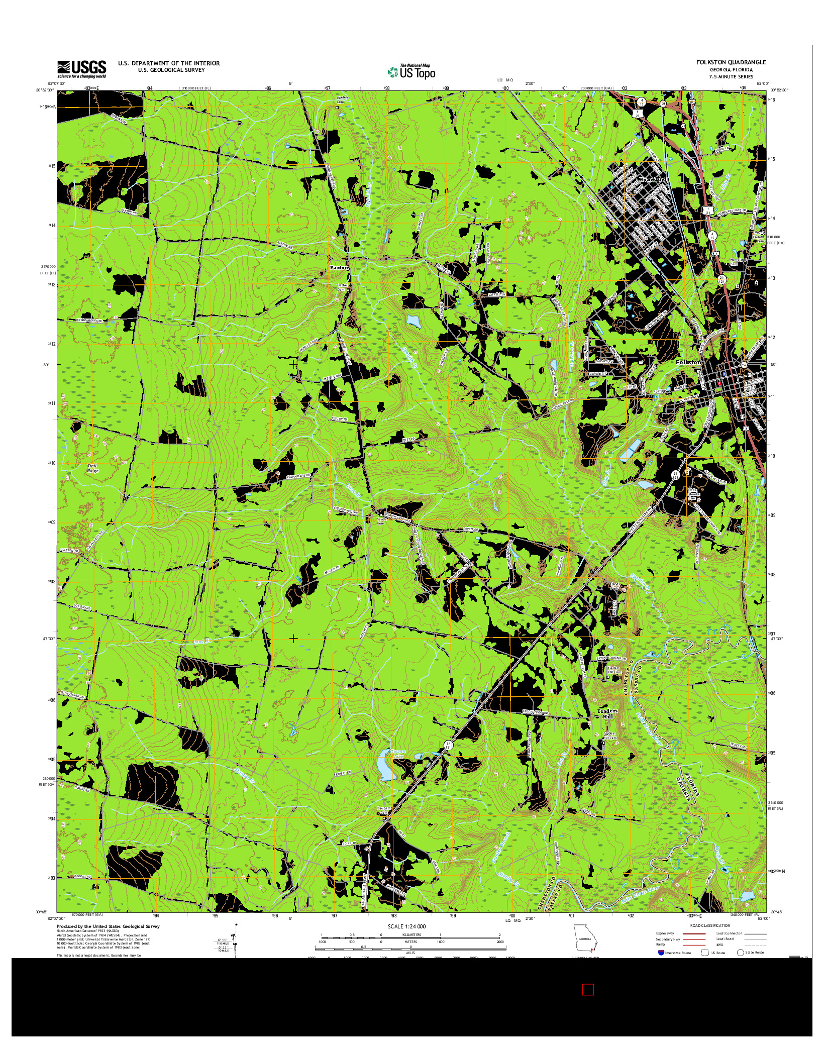 USGS US TOPO 7.5-MINUTE MAP FOR FOLKSTON, GA-FL 2017
