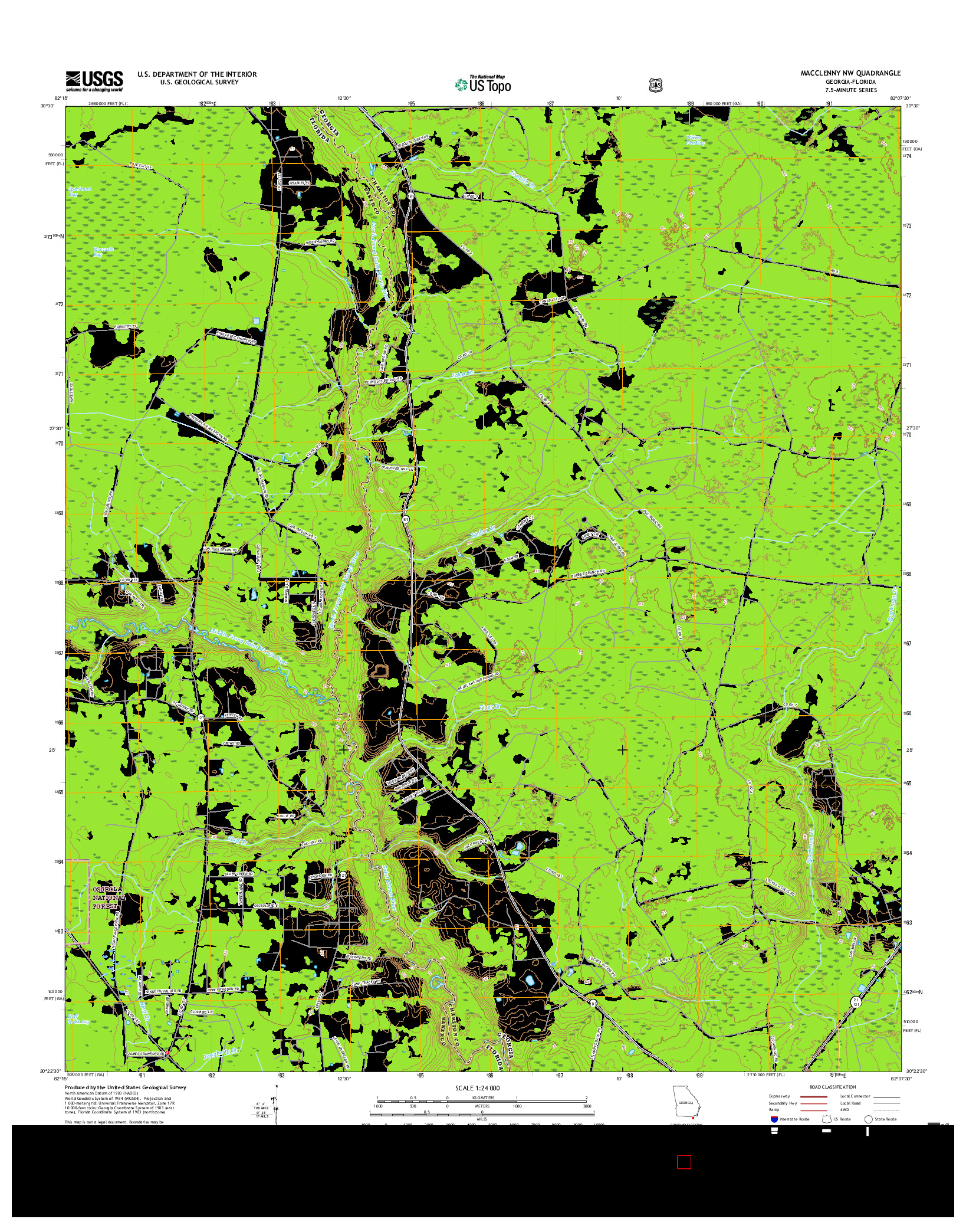 USGS US TOPO 7.5-MINUTE MAP FOR MACCLENNY NW, GA-FL 2017