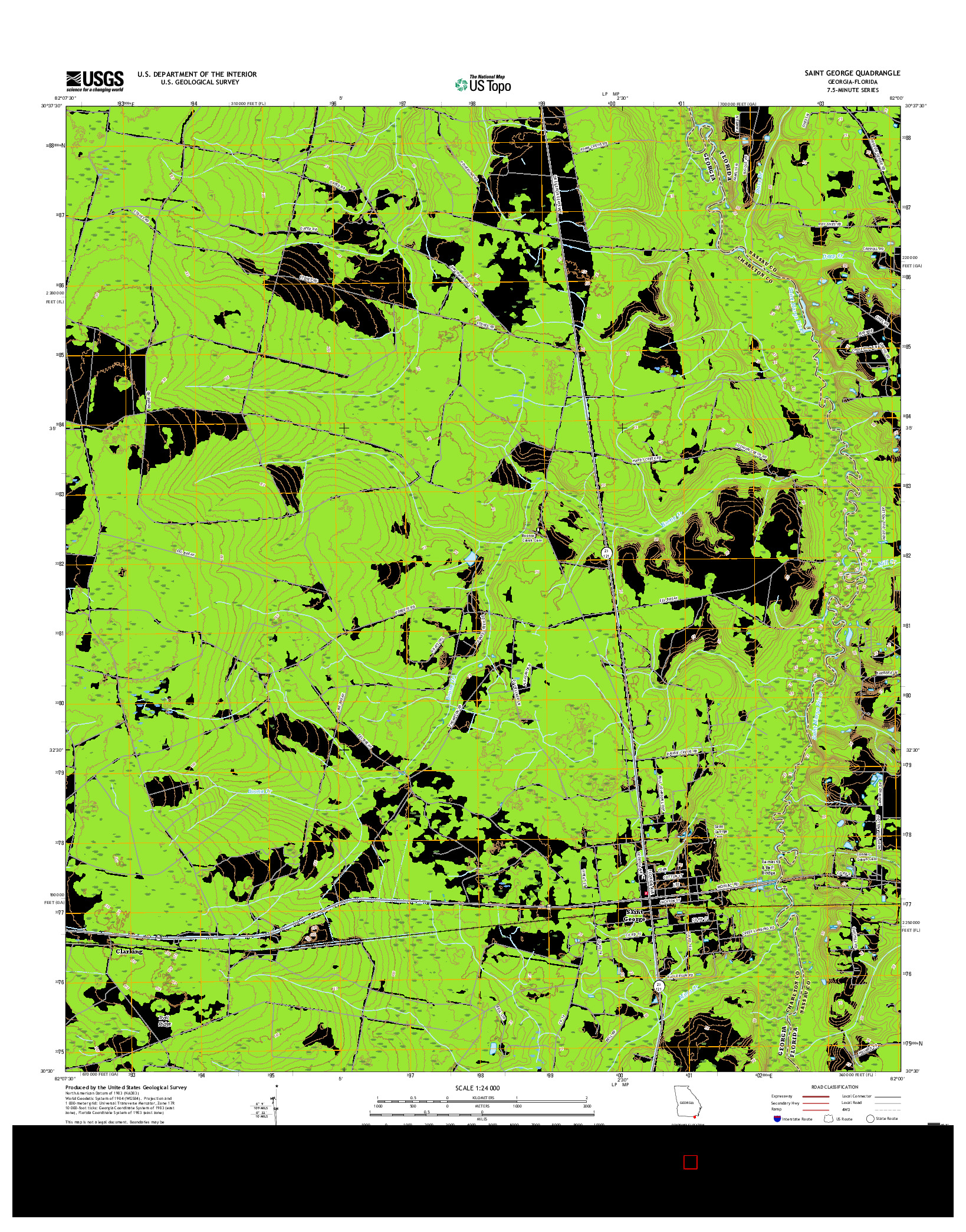 USGS US TOPO 7.5-MINUTE MAP FOR SAINT GEORGE, GA-FL 2017