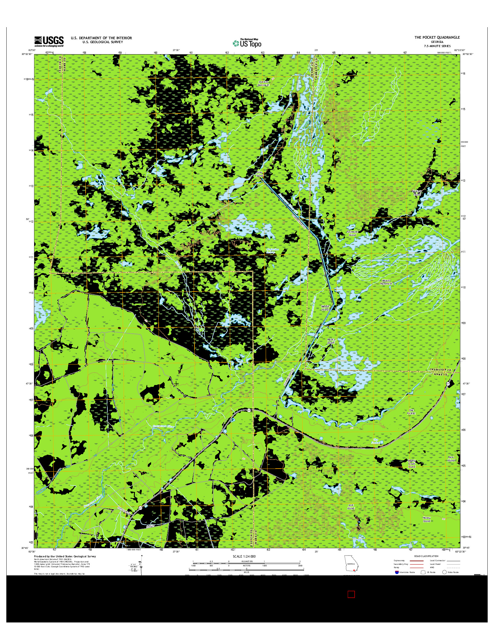 USGS US TOPO 7.5-MINUTE MAP FOR THE POCKET, GA 2017