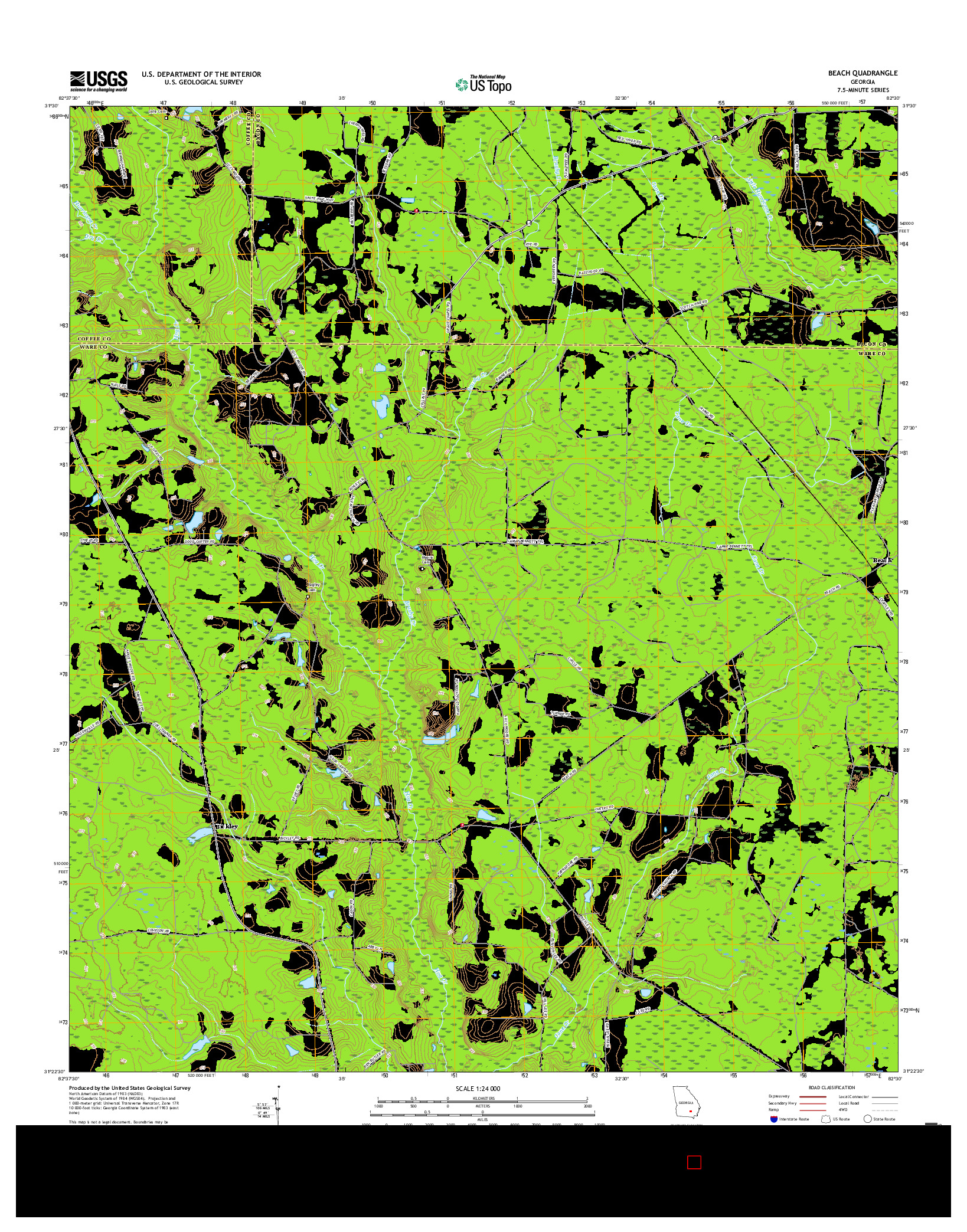 USGS US TOPO 7.5-MINUTE MAP FOR BEACH, GA 2017