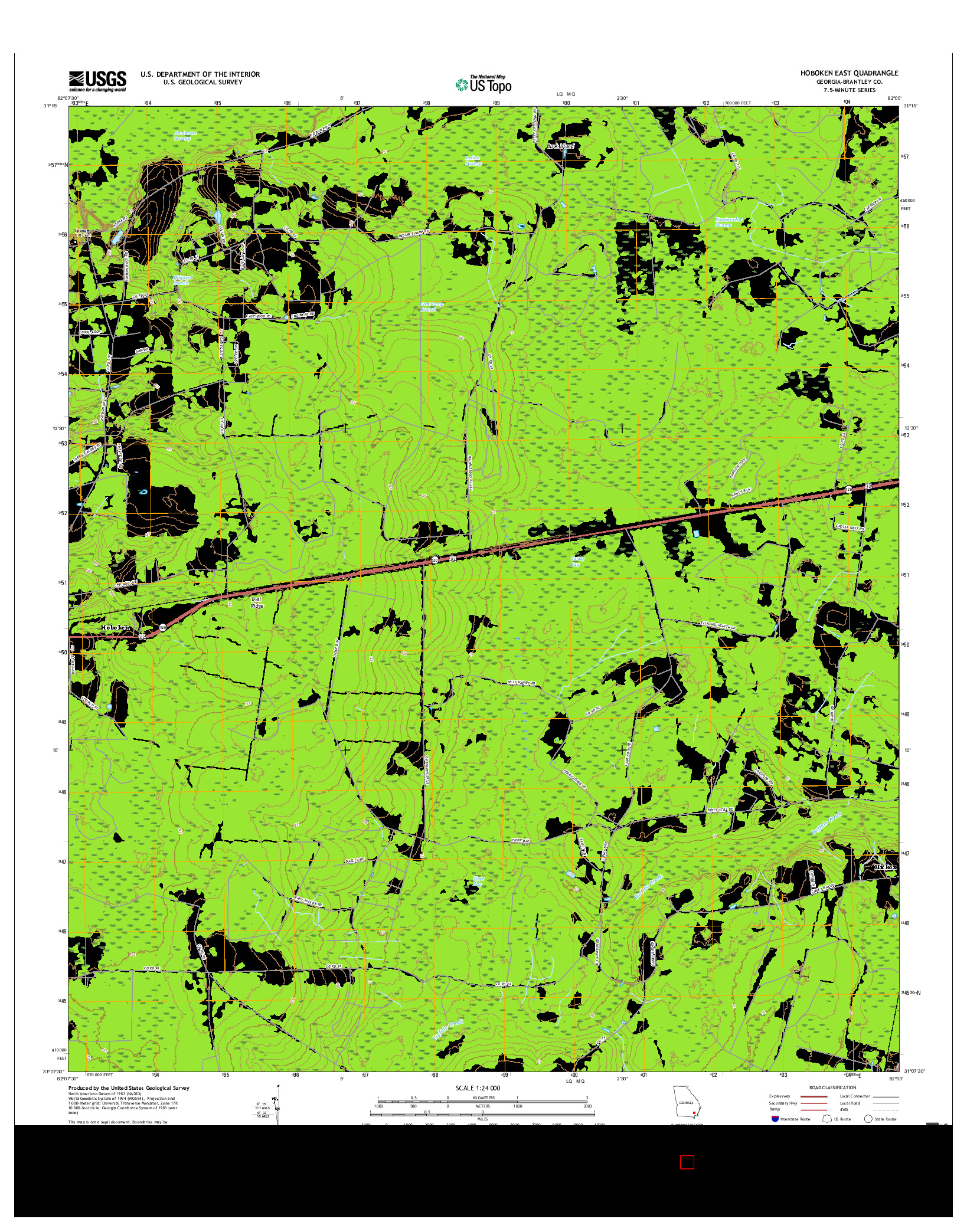 USGS US TOPO 7.5-MINUTE MAP FOR HOBOKEN EAST, GA 2017