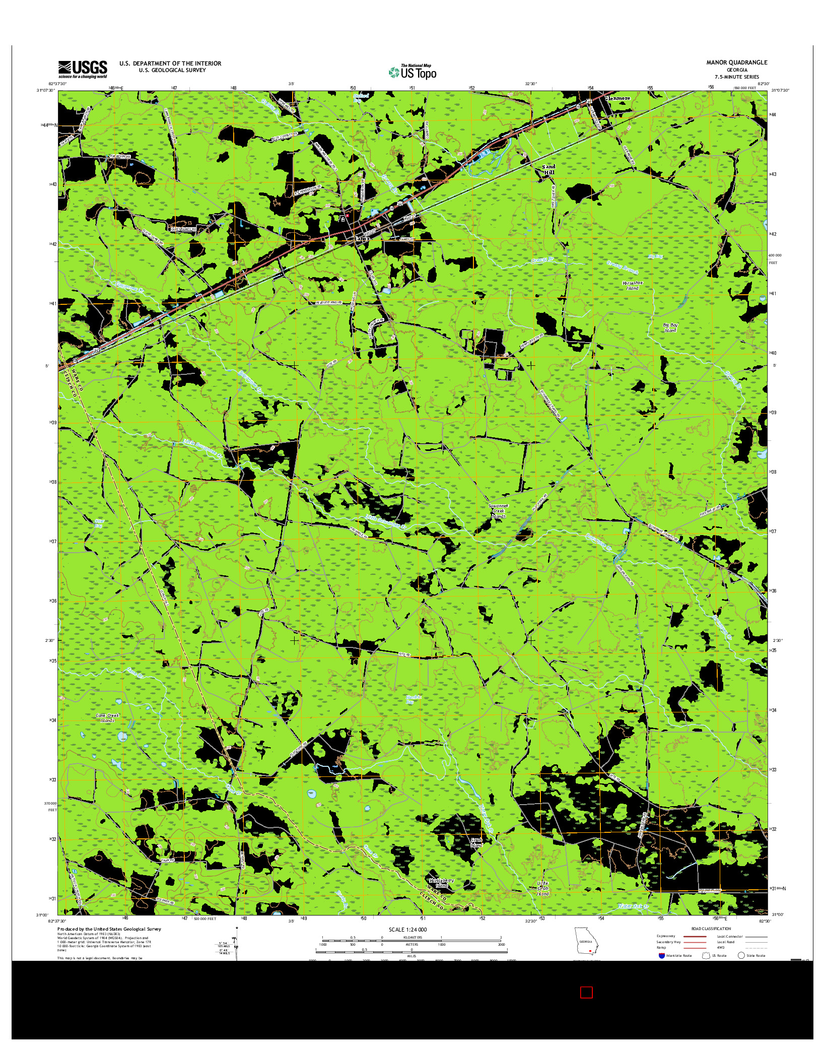 USGS US TOPO 7.5-MINUTE MAP FOR MANOR, GA 2017