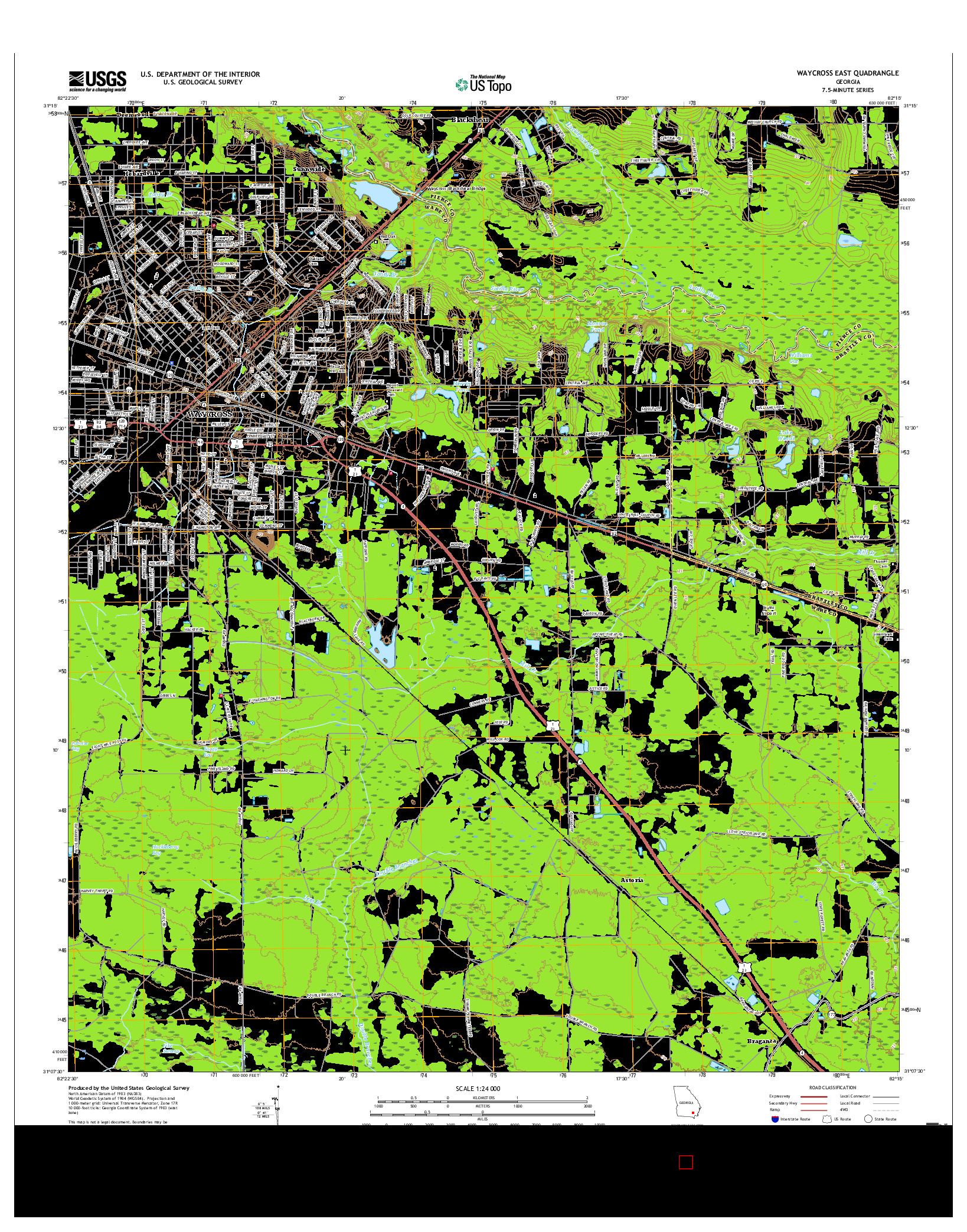 USGS US TOPO 7.5-MINUTE MAP FOR WAYCROSS EAST, GA 2017