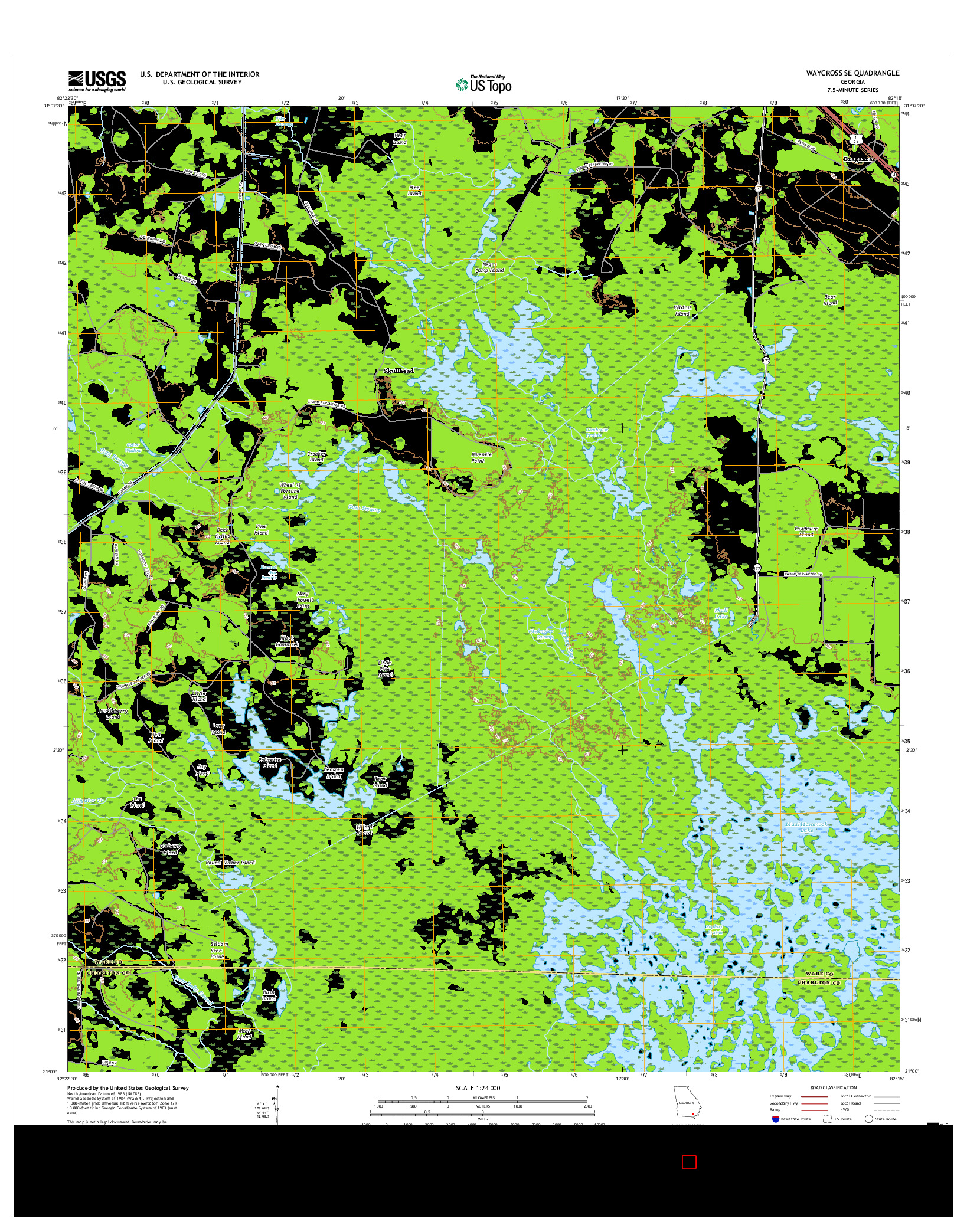 USGS US TOPO 7.5-MINUTE MAP FOR WAYCROSS SE, GA 2017