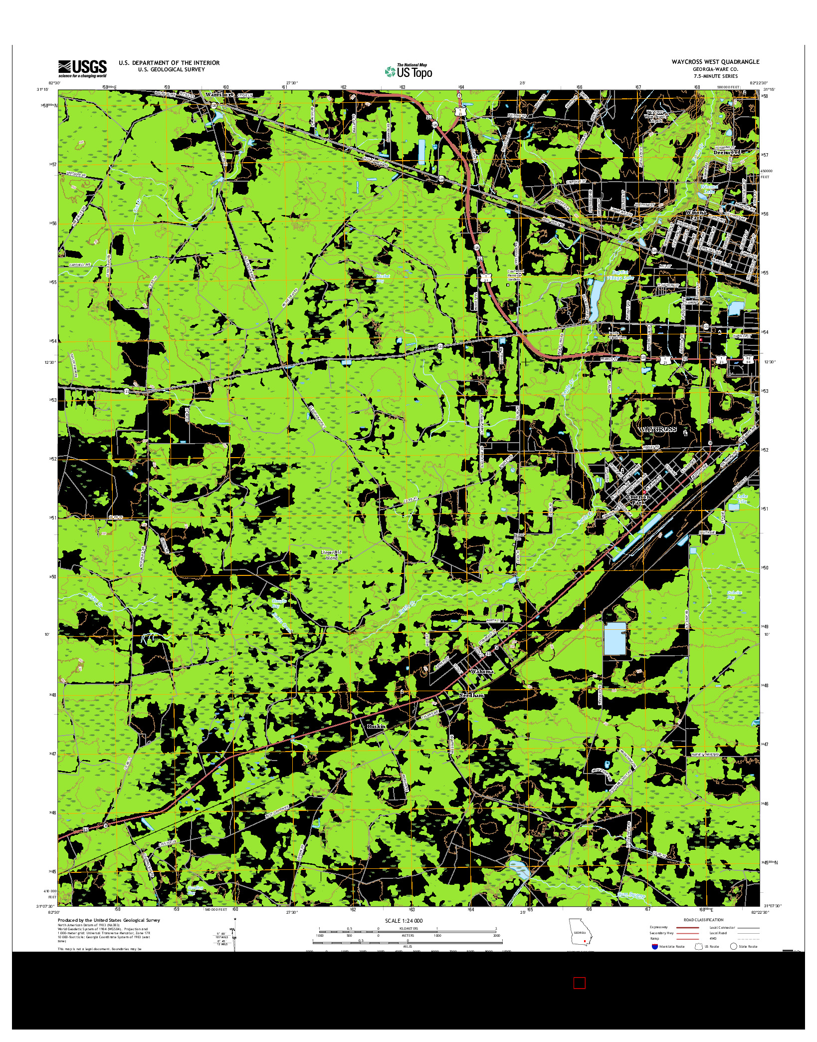 USGS US TOPO 7.5-MINUTE MAP FOR WAYCROSS WEST, GA 2017