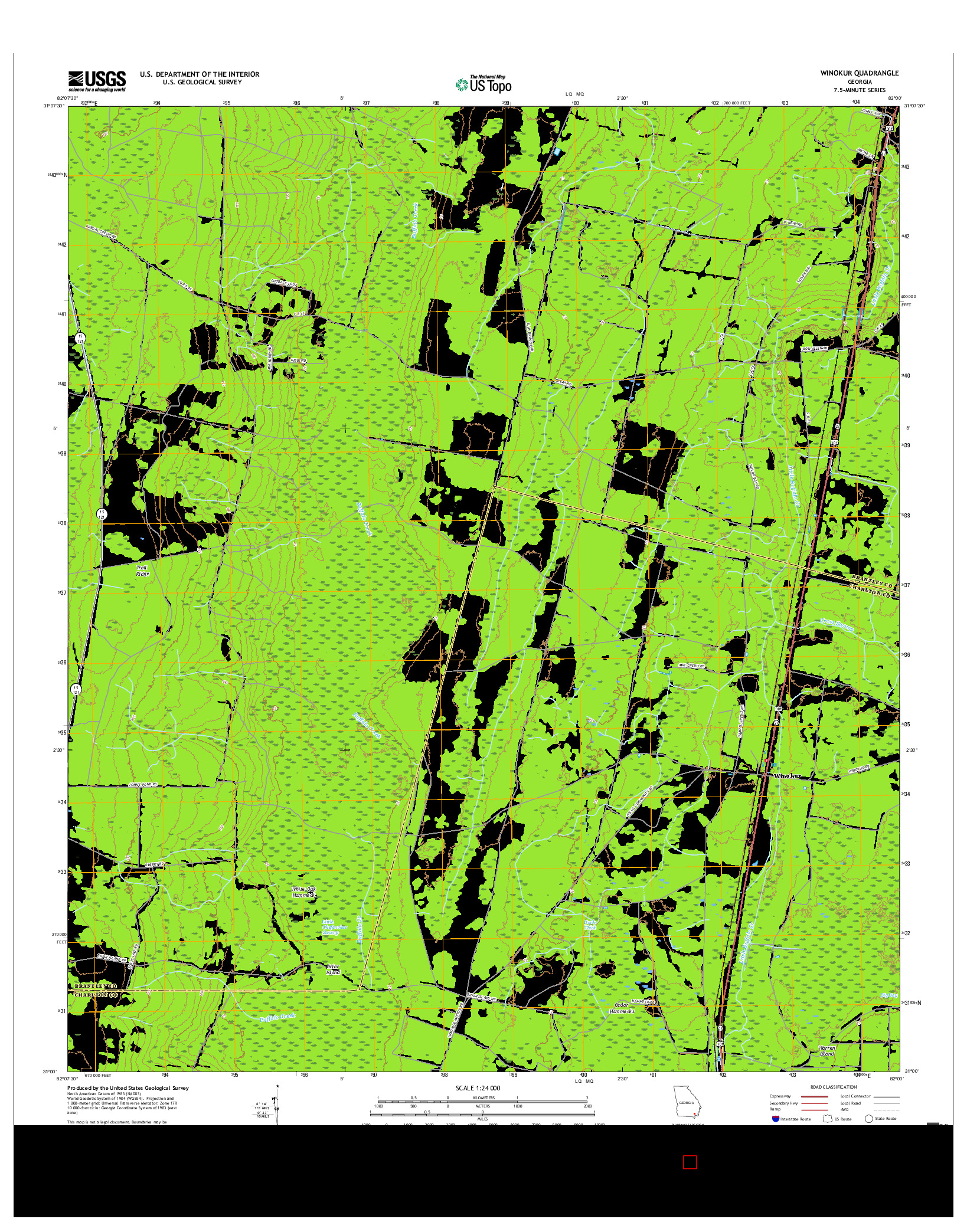 USGS US TOPO 7.5-MINUTE MAP FOR WINOKUR, GA 2017