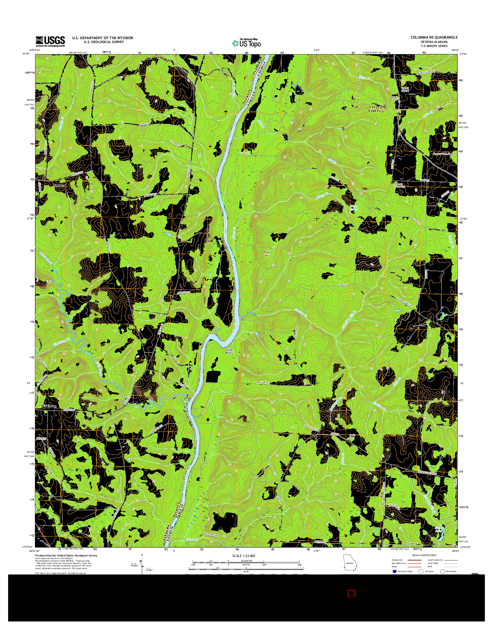 USGS US TOPO 7.5-MINUTE MAP FOR COLUMBIA NE, GA-AL 2017