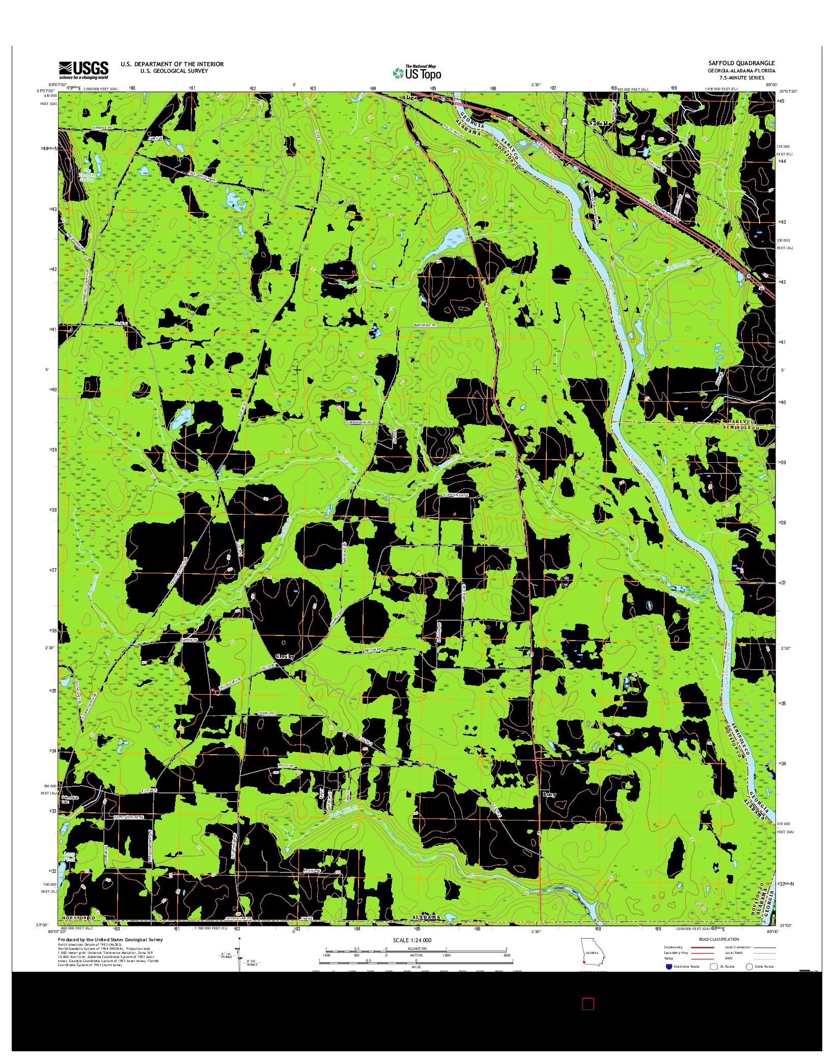 USGS US TOPO 7.5-MINUTE MAP FOR SAFFOLD, GA-AL-FL 2017