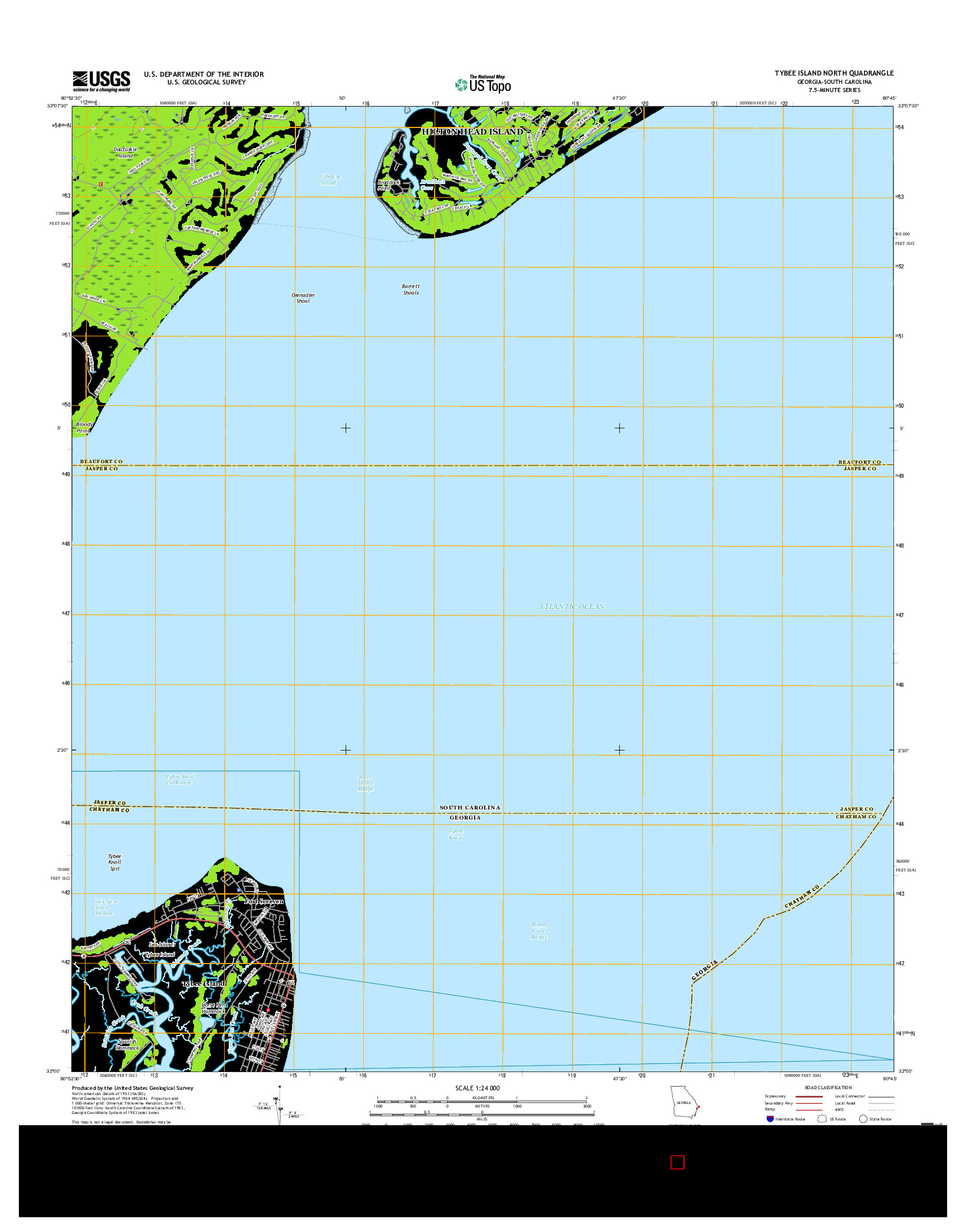 USGS US TOPO 7.5-MINUTE MAP FOR TYBEE ISLAND NORTH, GA-SC 2017