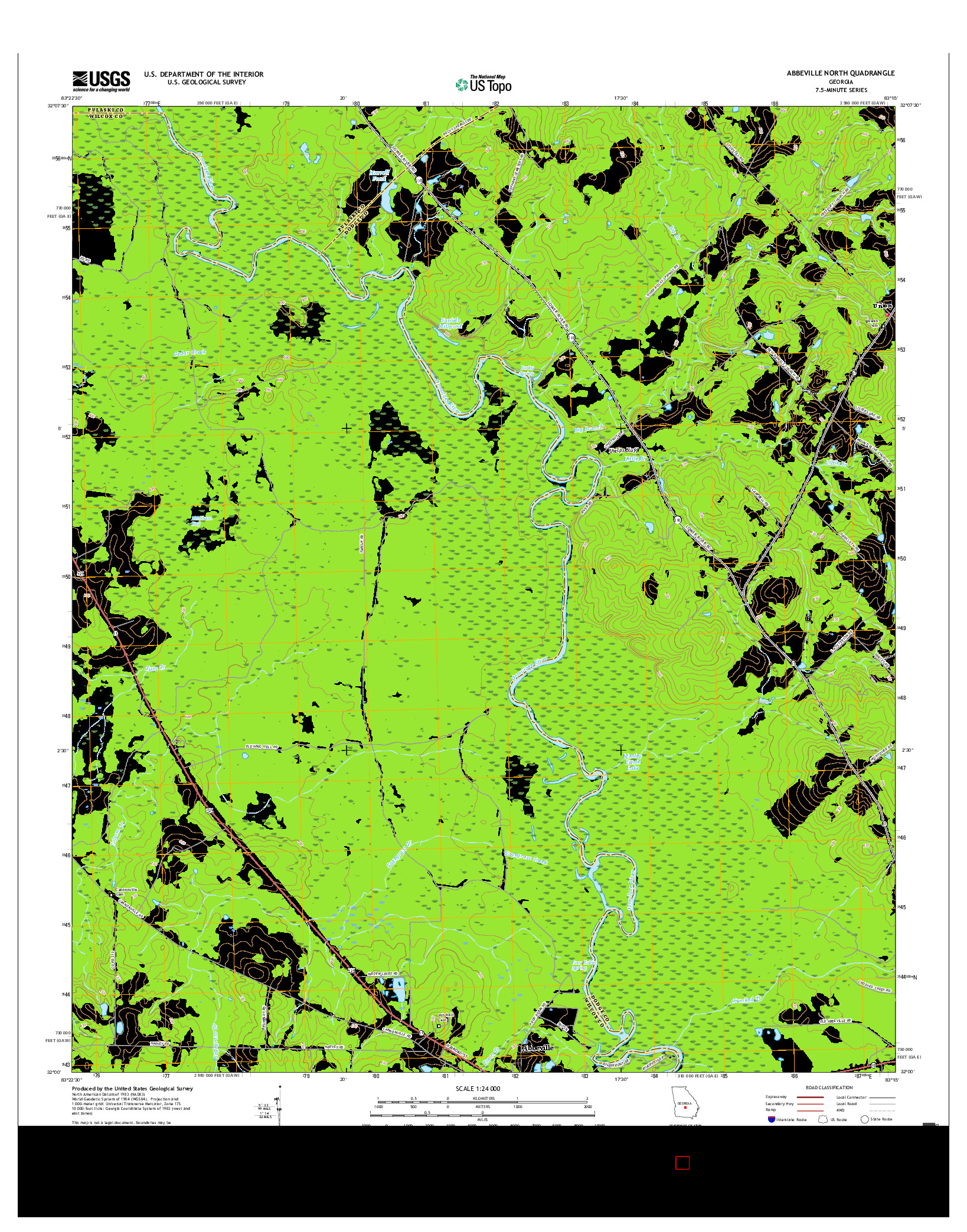 USGS US TOPO 7.5-MINUTE MAP FOR ABBEVILLE NORTH, GA 2017