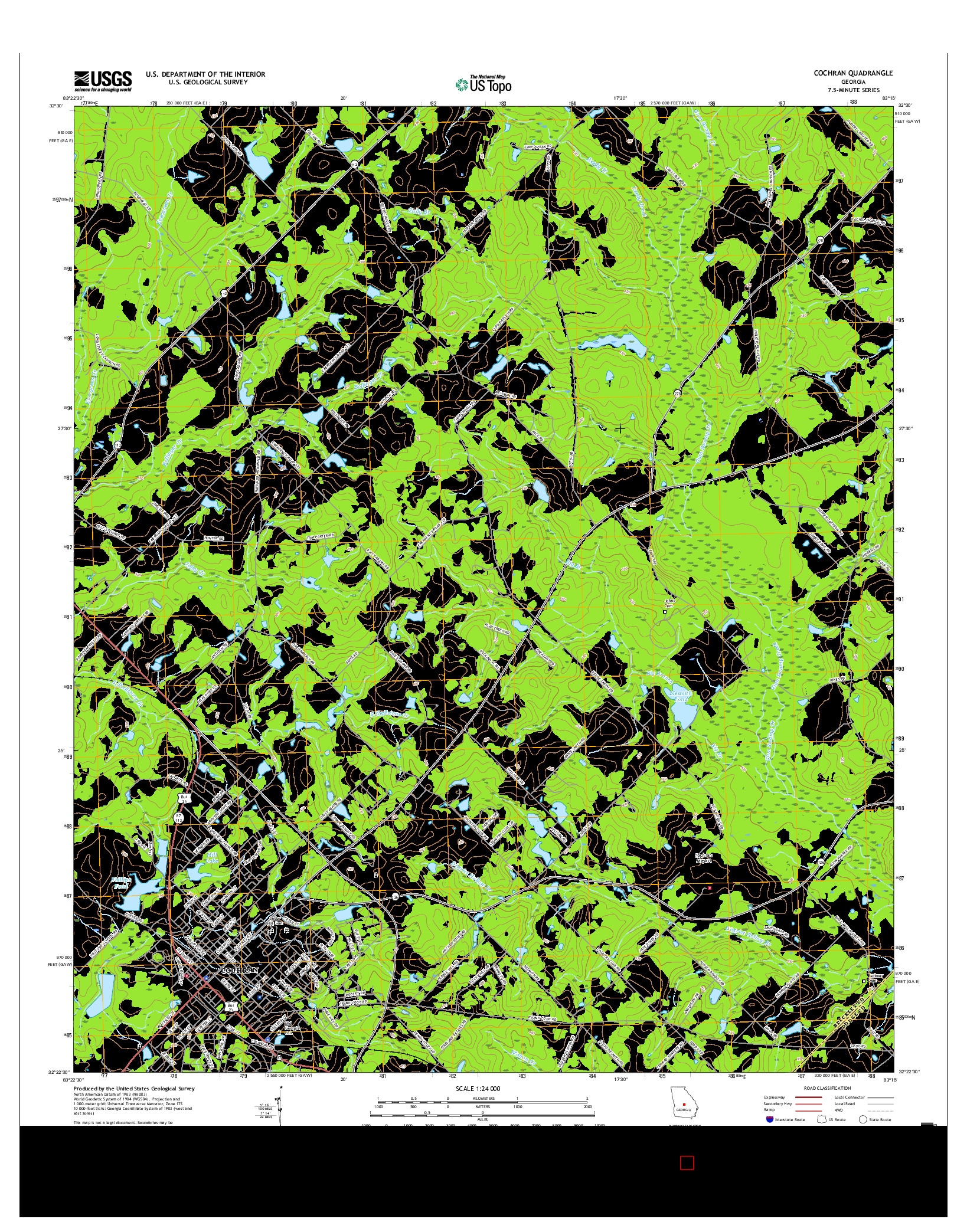 USGS US TOPO 7.5-MINUTE MAP FOR COCHRAN, GA 2017