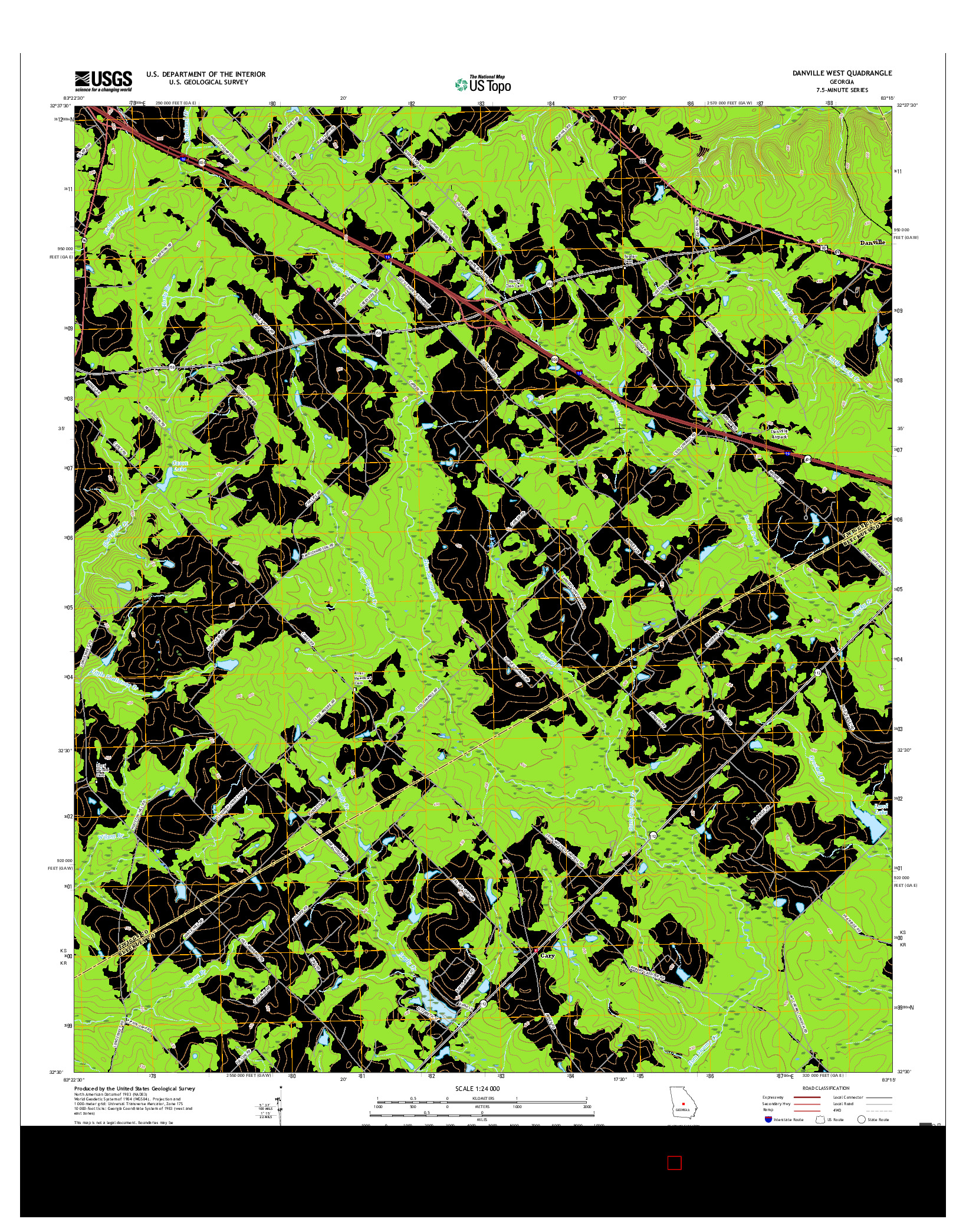 USGS US TOPO 7.5-MINUTE MAP FOR DANVILLE WEST, GA 2017