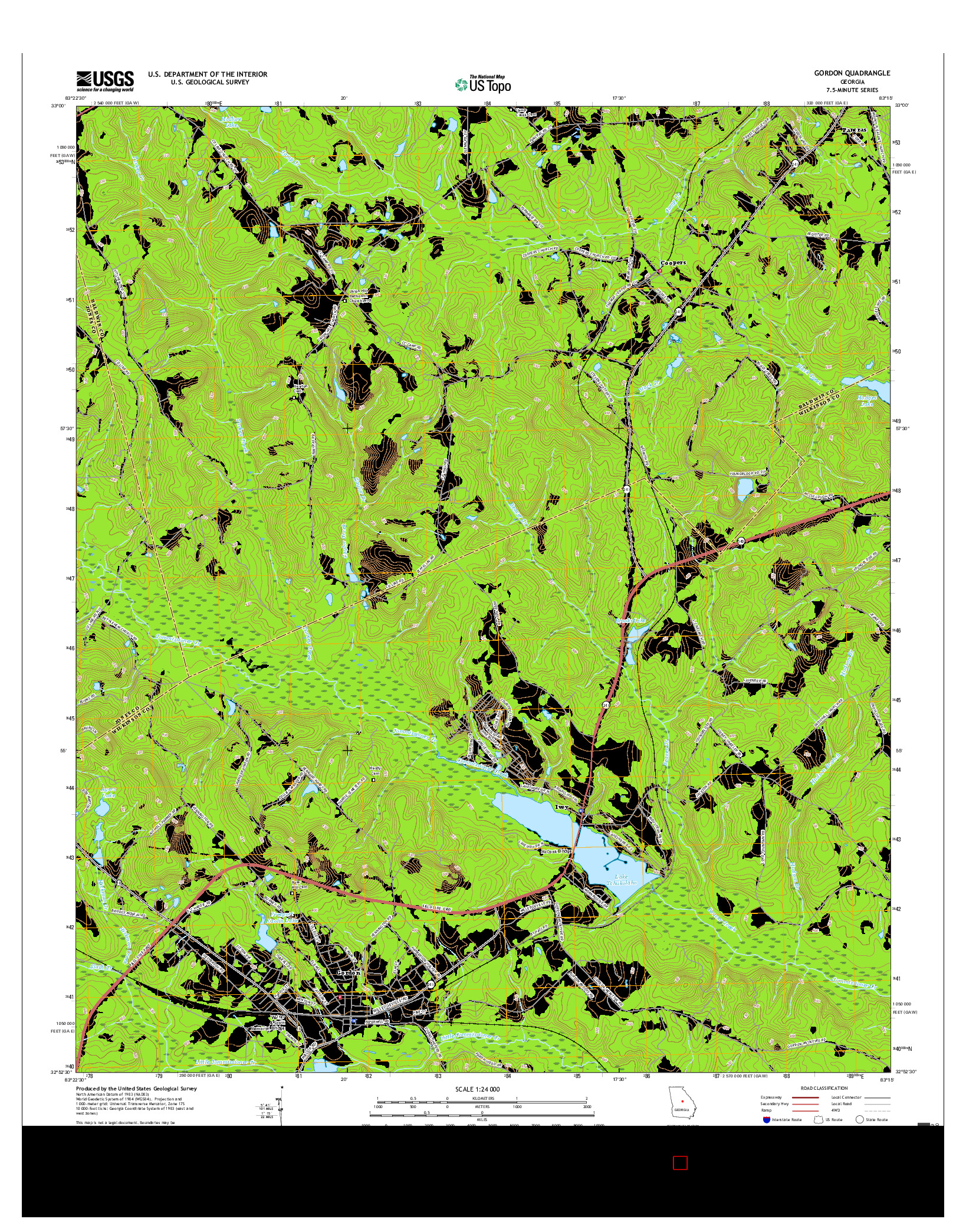 USGS US TOPO 7.5-MINUTE MAP FOR GORDON, GA 2017