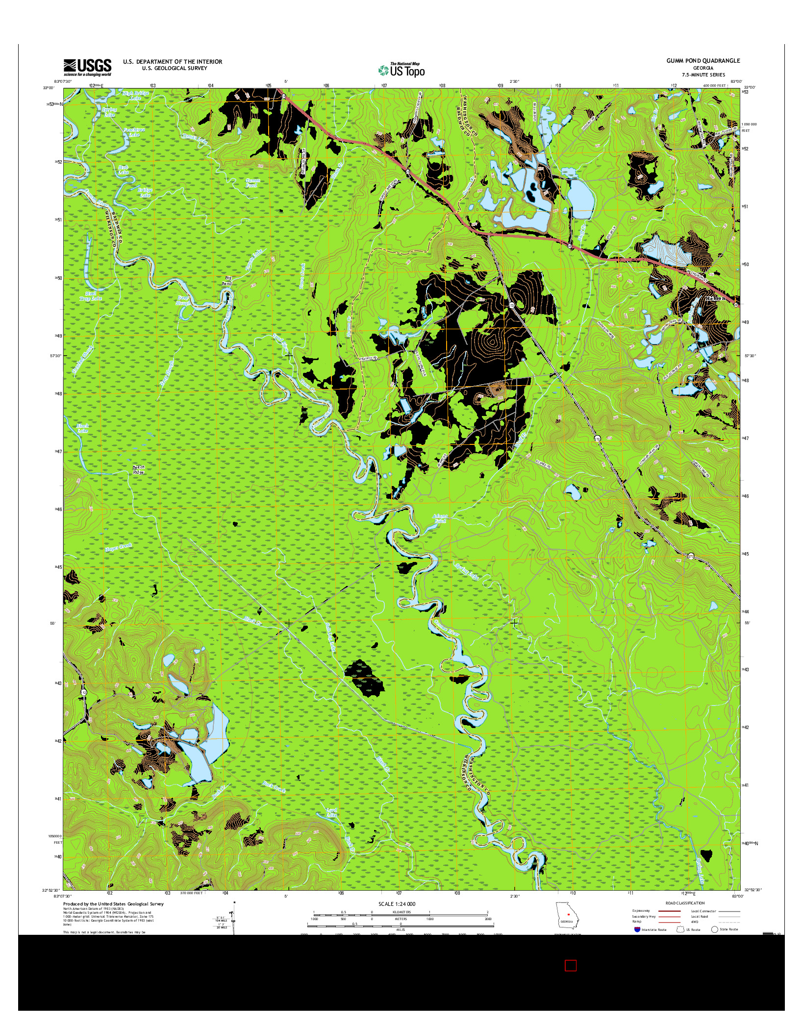 USGS US TOPO 7.5-MINUTE MAP FOR GUMM POND, GA 2017