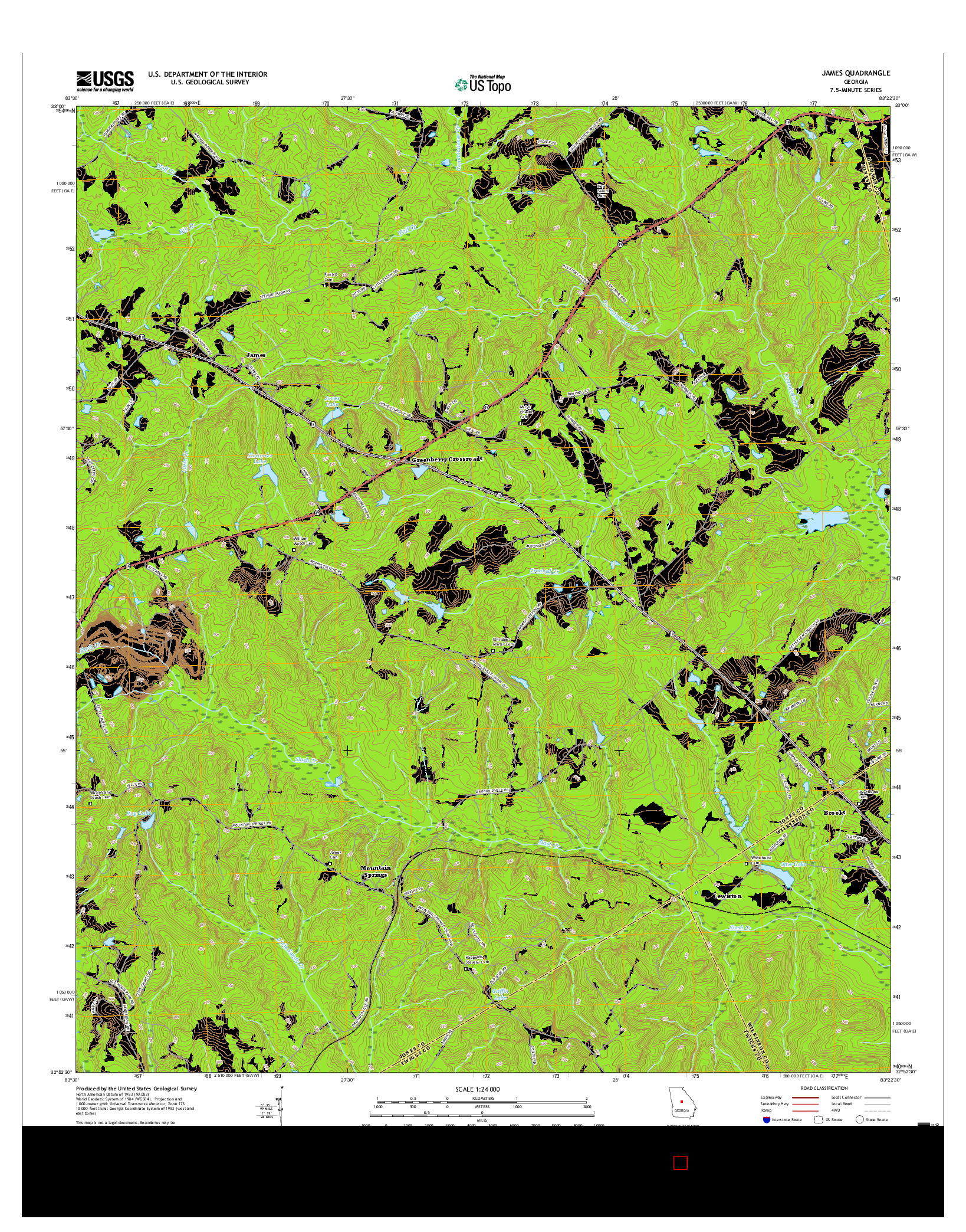 USGS US TOPO 7.5-MINUTE MAP FOR JAMES, GA 2017