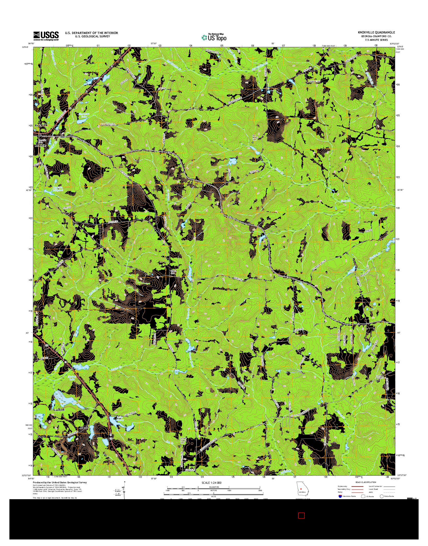 USGS US TOPO 7.5-MINUTE MAP FOR KNOXVILLE, GA 2017