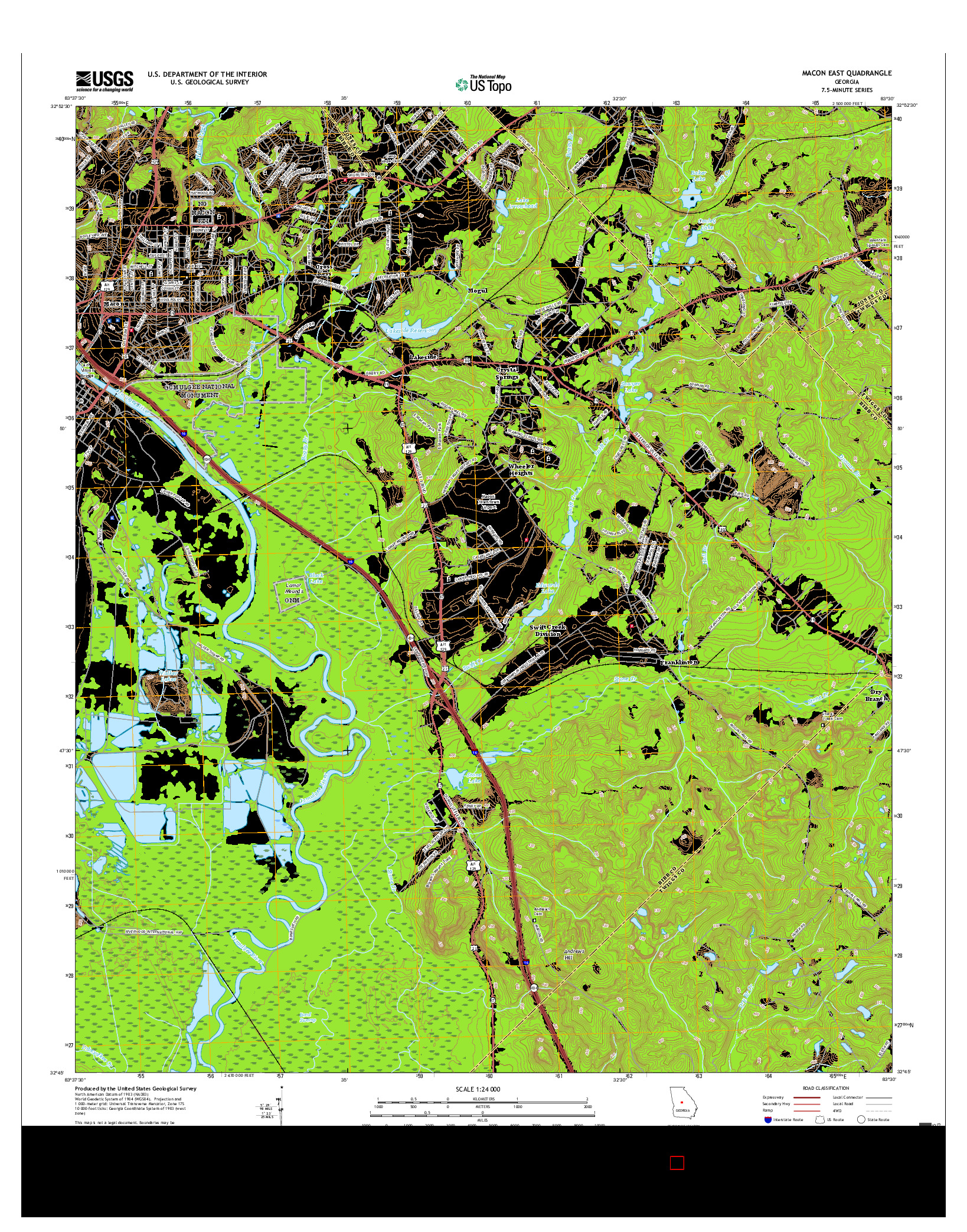 USGS US TOPO 7.5-MINUTE MAP FOR MACON EAST, GA 2017