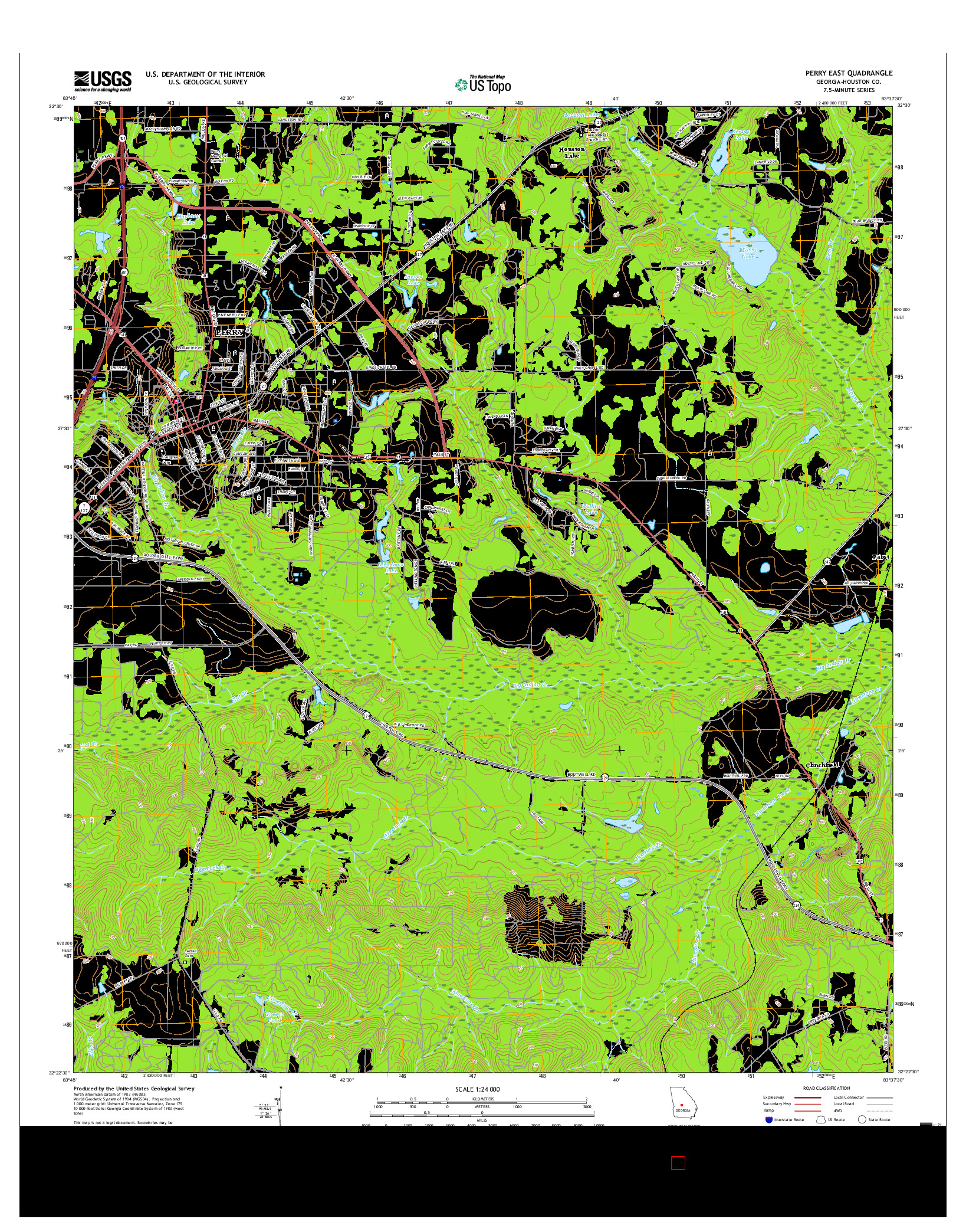 USGS US TOPO 7.5-MINUTE MAP FOR PERRY EAST, GA 2017