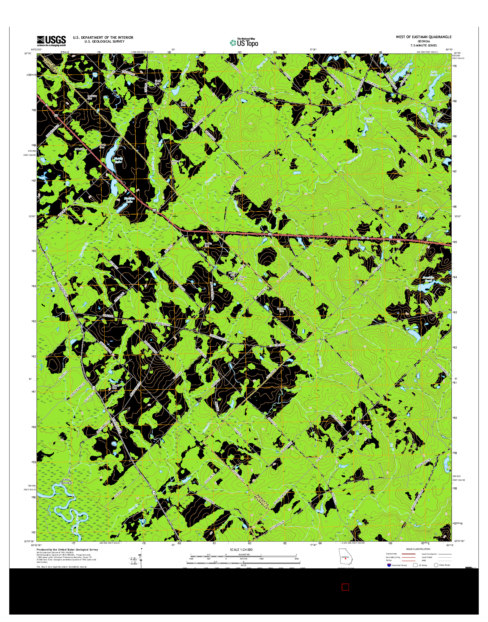 USGS US TOPO 7.5-MINUTE MAP FOR WEST OF EASTMAN, GA 2017
