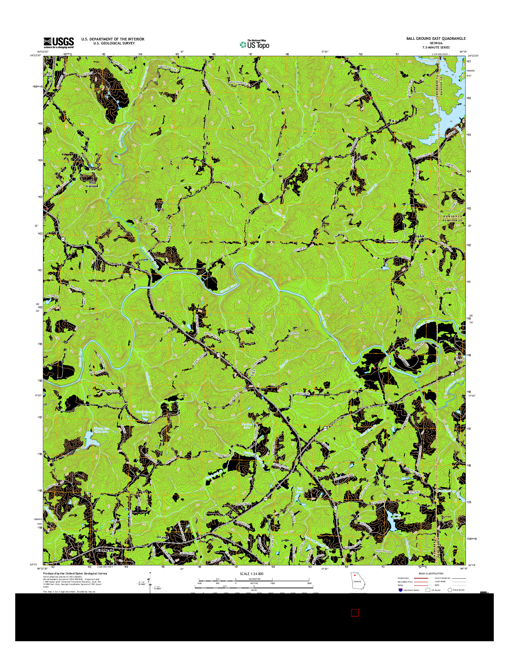 USGS US TOPO 7.5-MINUTE MAP FOR BALL GROUND EAST, GA 2017