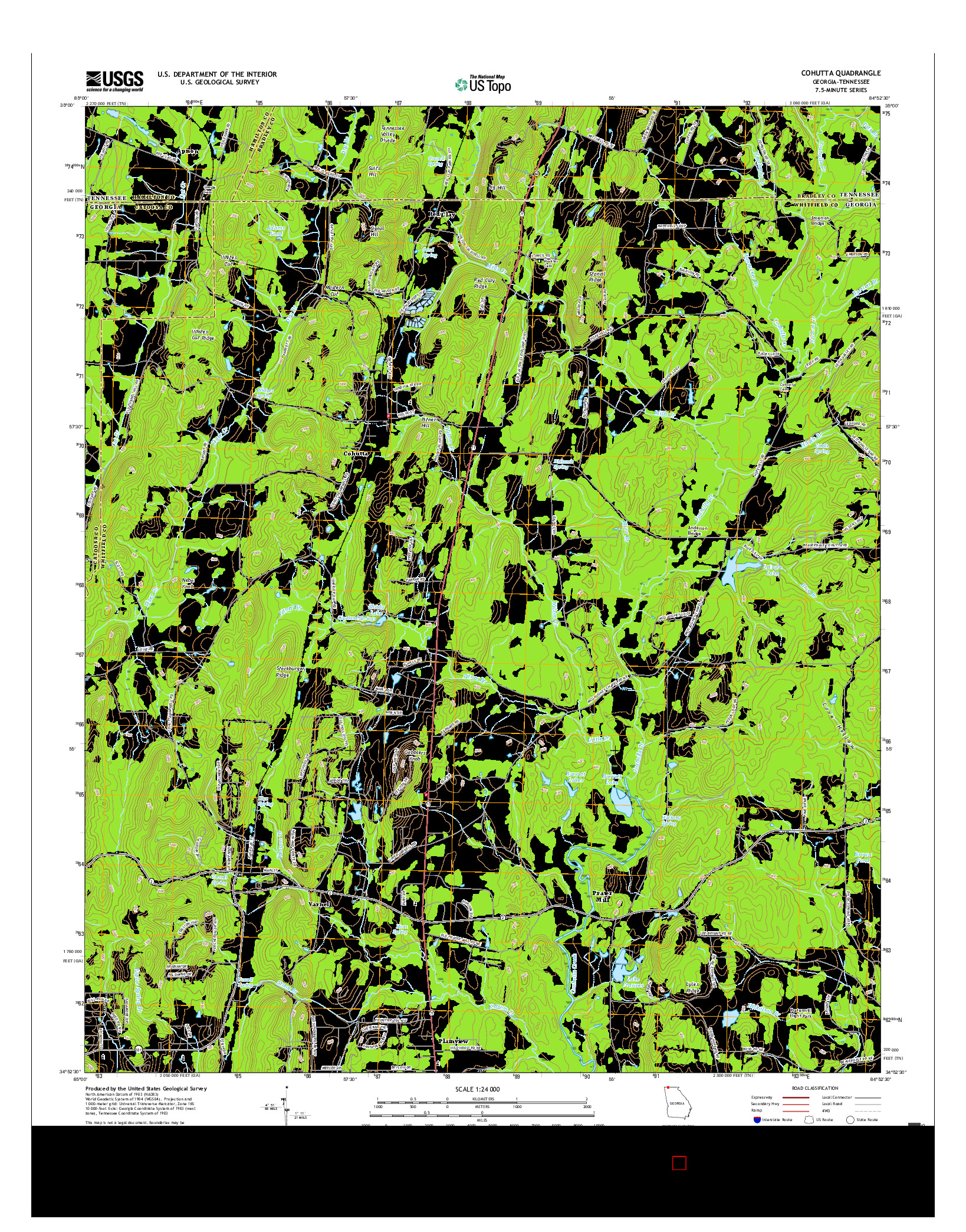 USGS US TOPO 7.5-MINUTE MAP FOR COHUTTA, GA-TN 2017