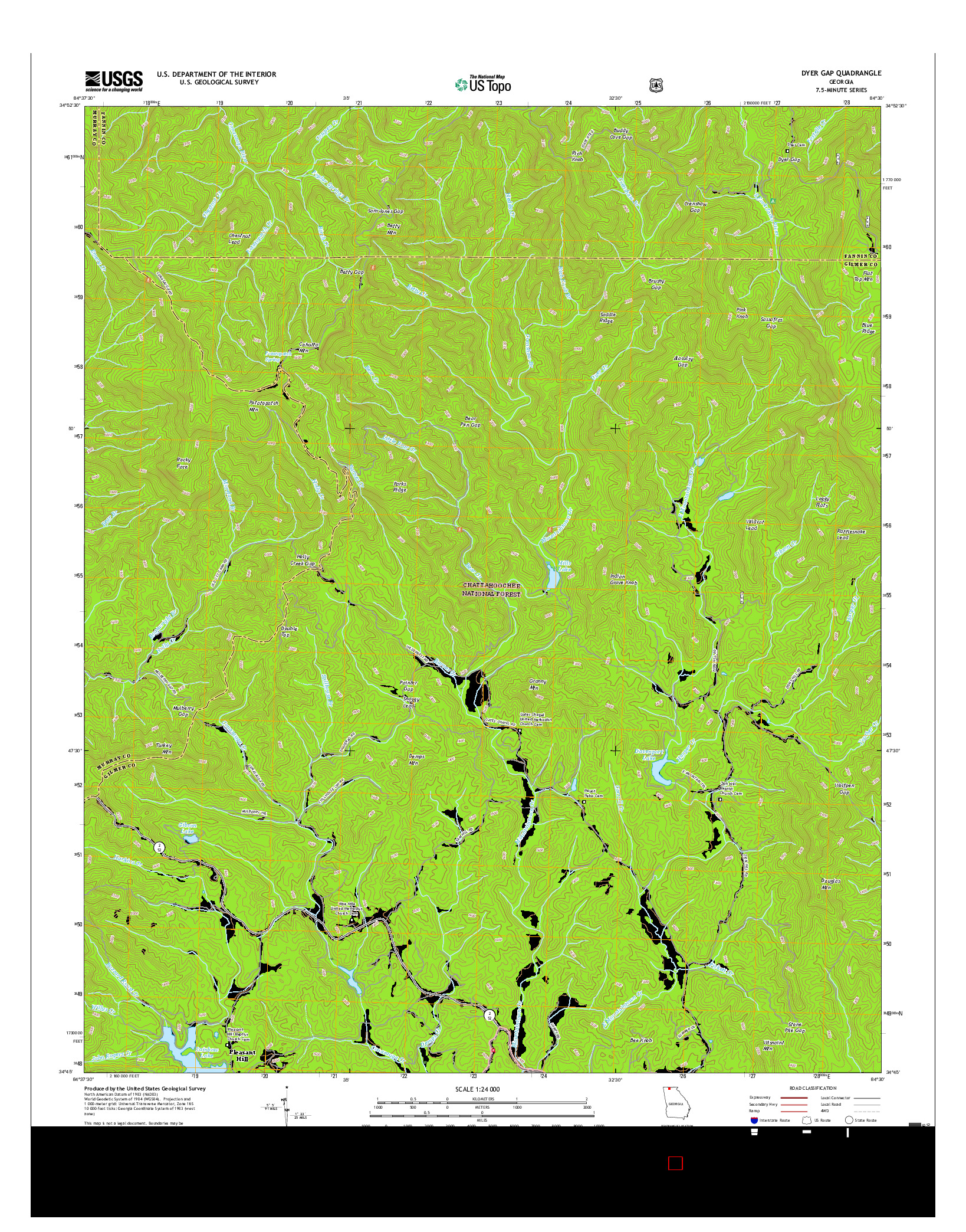 USGS US TOPO 7.5-MINUTE MAP FOR DYER GAP, GA 2017