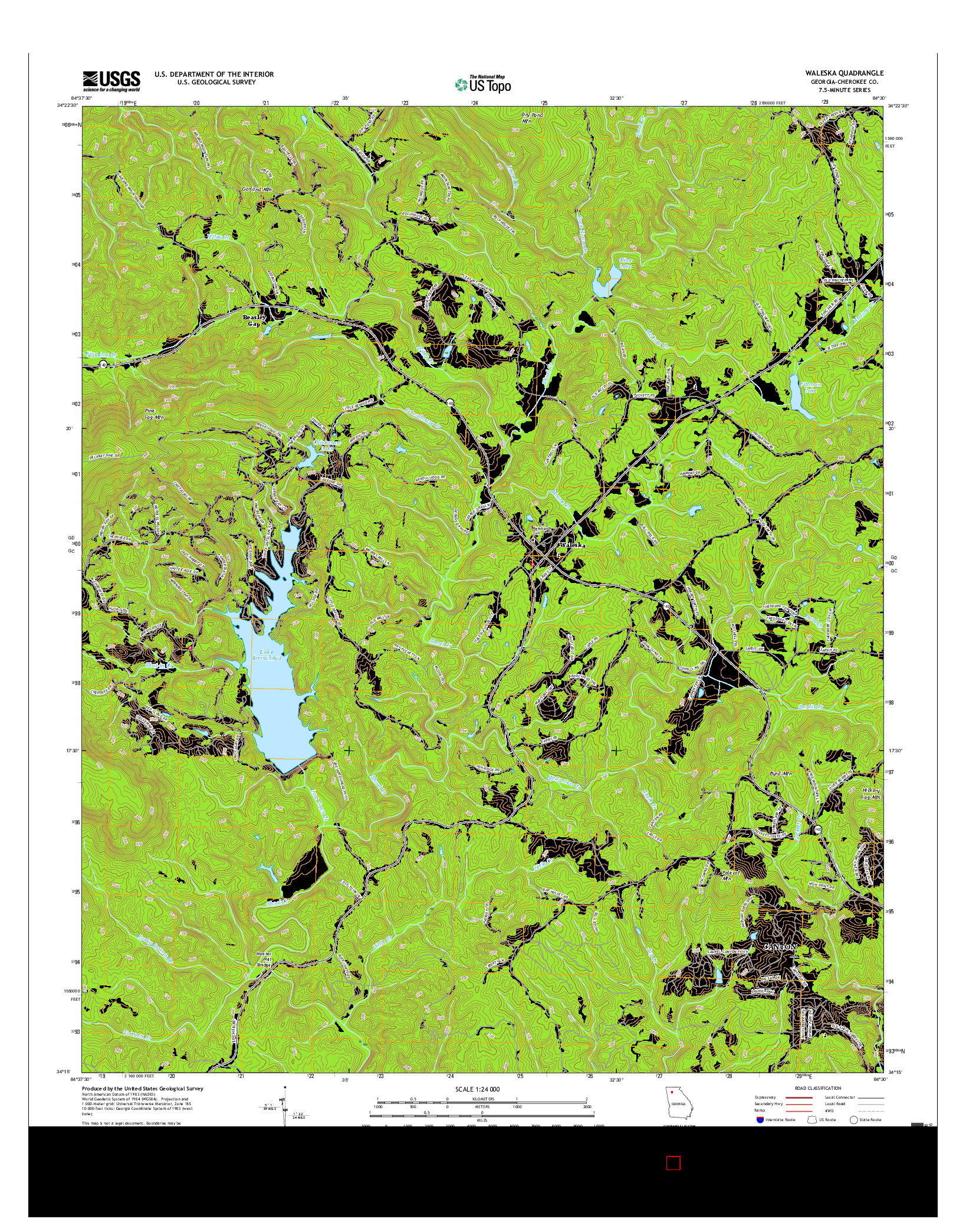 USGS US TOPO 7.5-MINUTE MAP FOR WALESKA, GA 2017