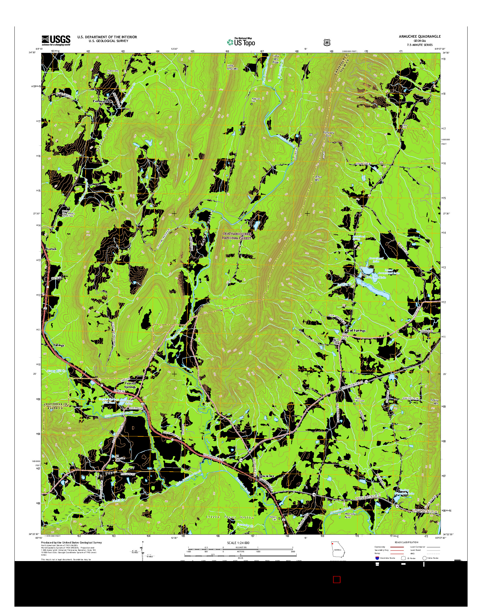 USGS US TOPO 7.5-MINUTE MAP FOR ARMUCHEE, GA 2017