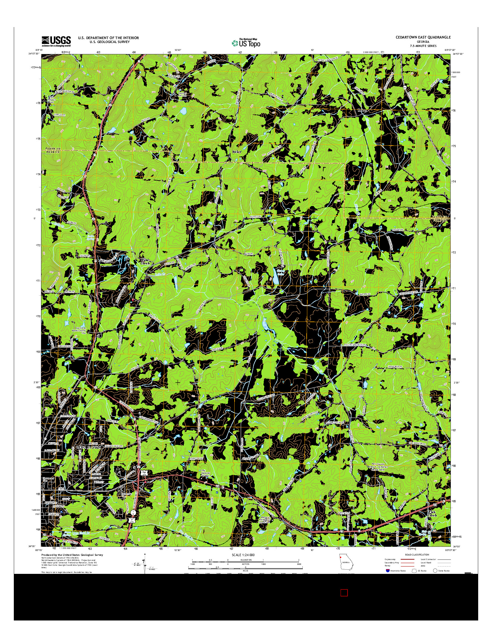 USGS US TOPO 7.5-MINUTE MAP FOR CEDARTOWN EAST, GA 2017