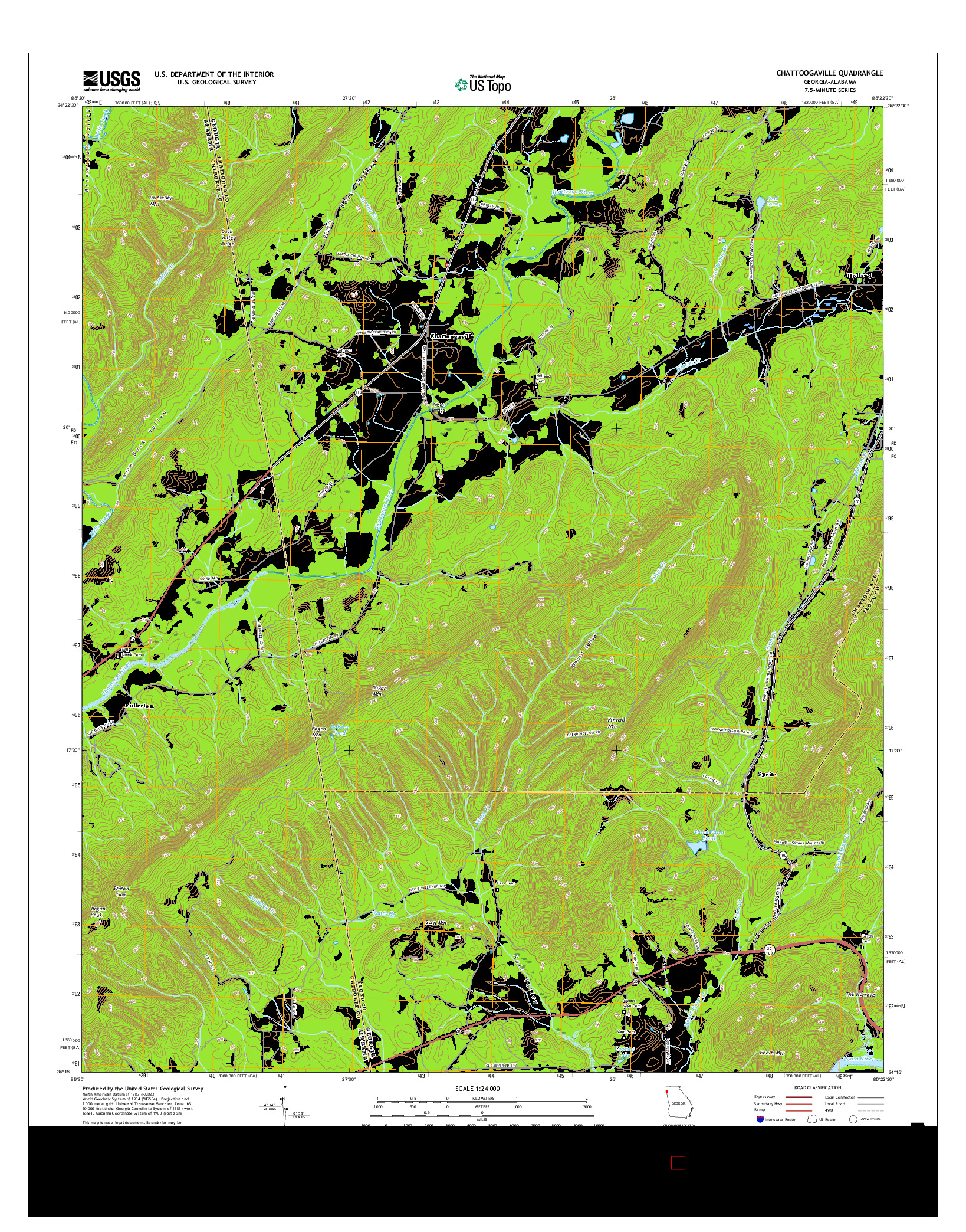 USGS US TOPO 7.5-MINUTE MAP FOR CHATTOOGAVILLE, GA-AL 2017