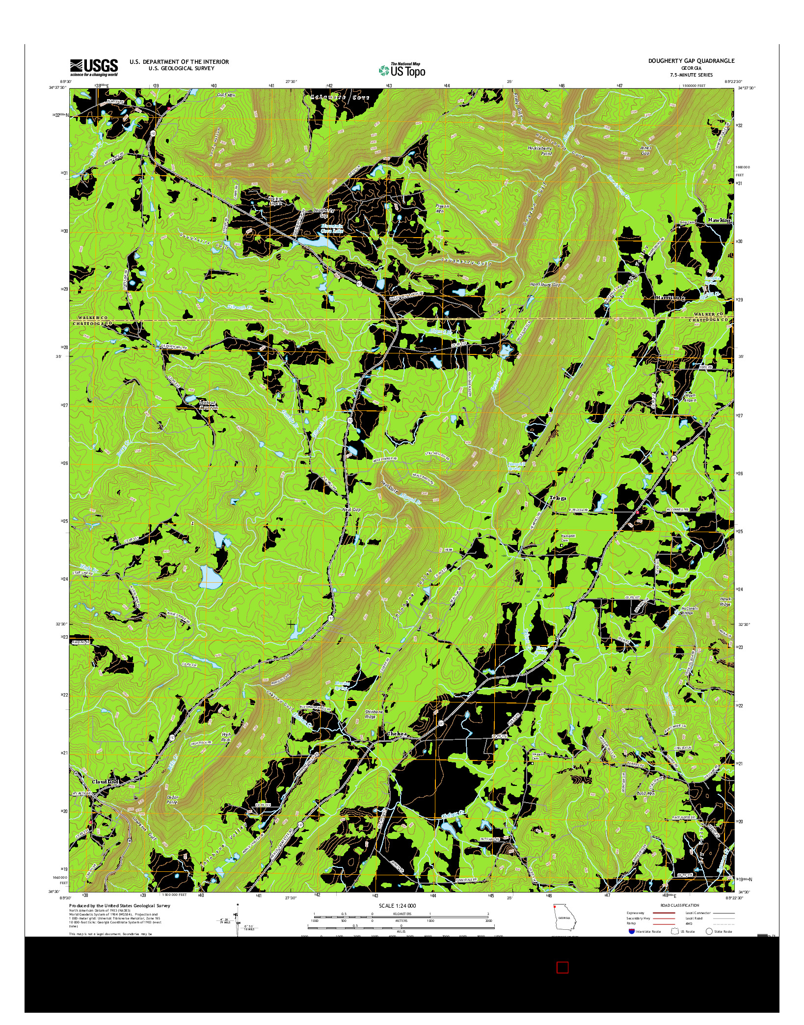 USGS US TOPO 7.5-MINUTE MAP FOR DOUGHERTY GAP, GA 2017