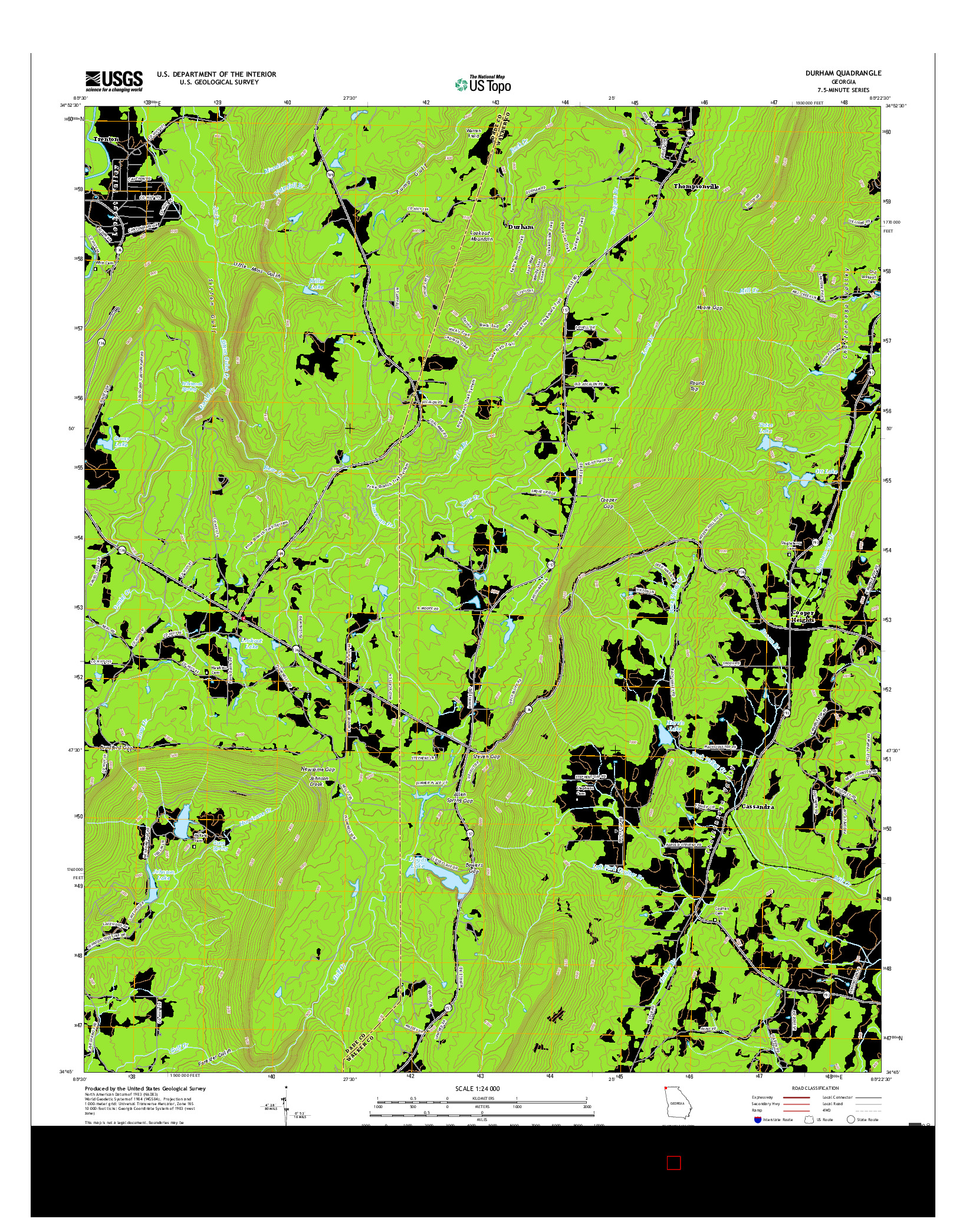 USGS US TOPO 7.5-MINUTE MAP FOR DURHAM, GA 2017