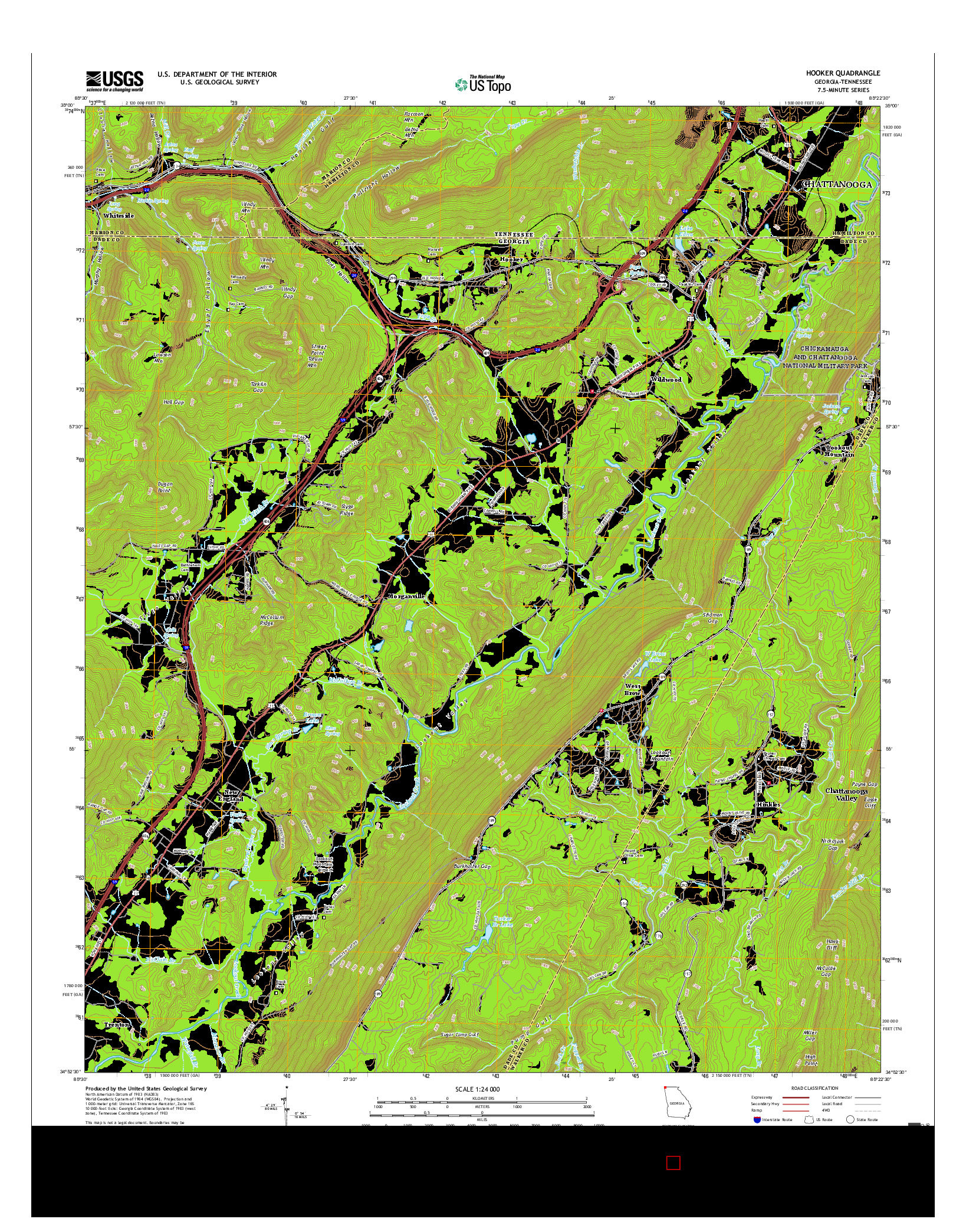 USGS US TOPO 7.5-MINUTE MAP FOR HOOKER, GA-TN 2017