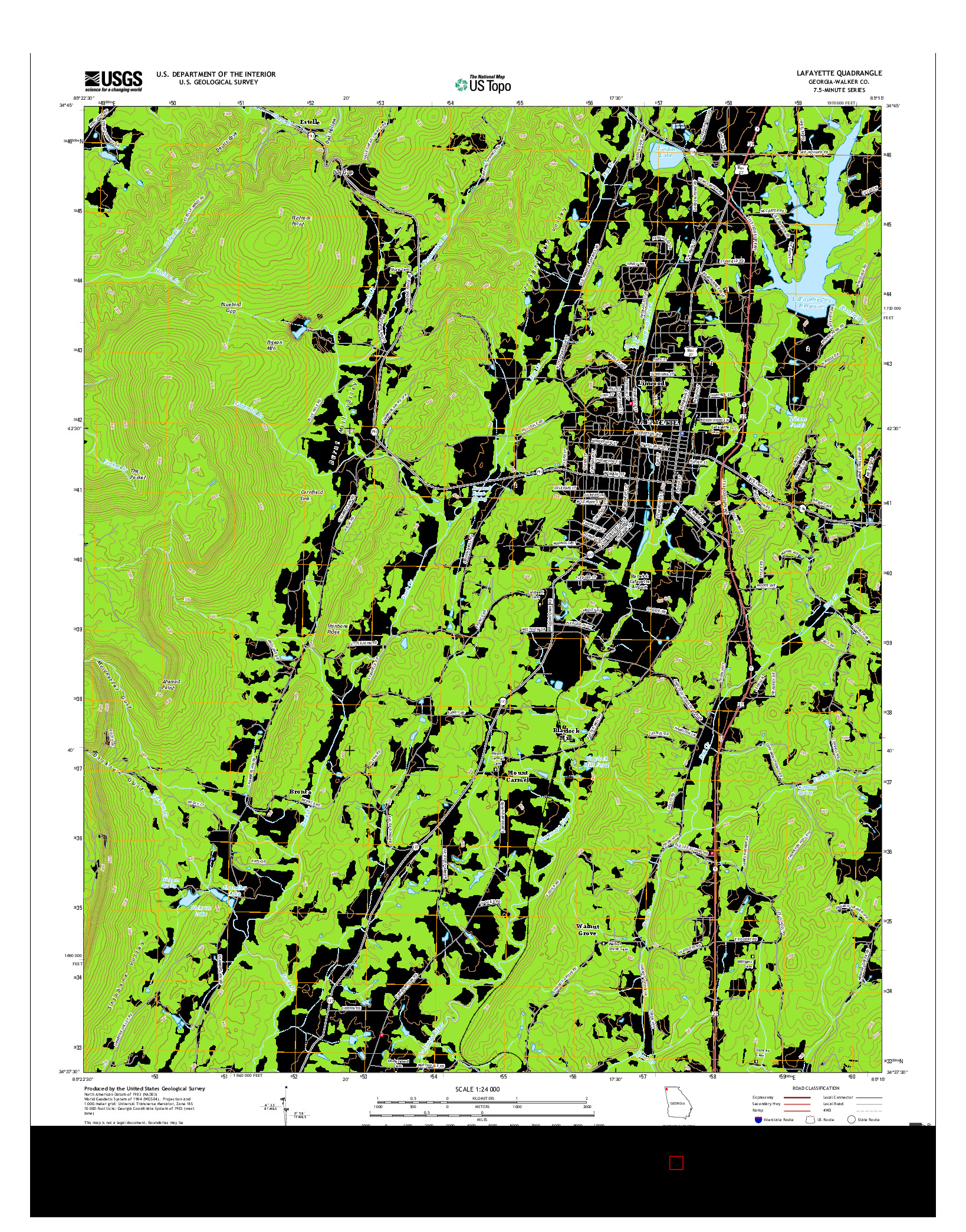 USGS US TOPO 7.5-MINUTE MAP FOR LAFAYETTE, GA 2017