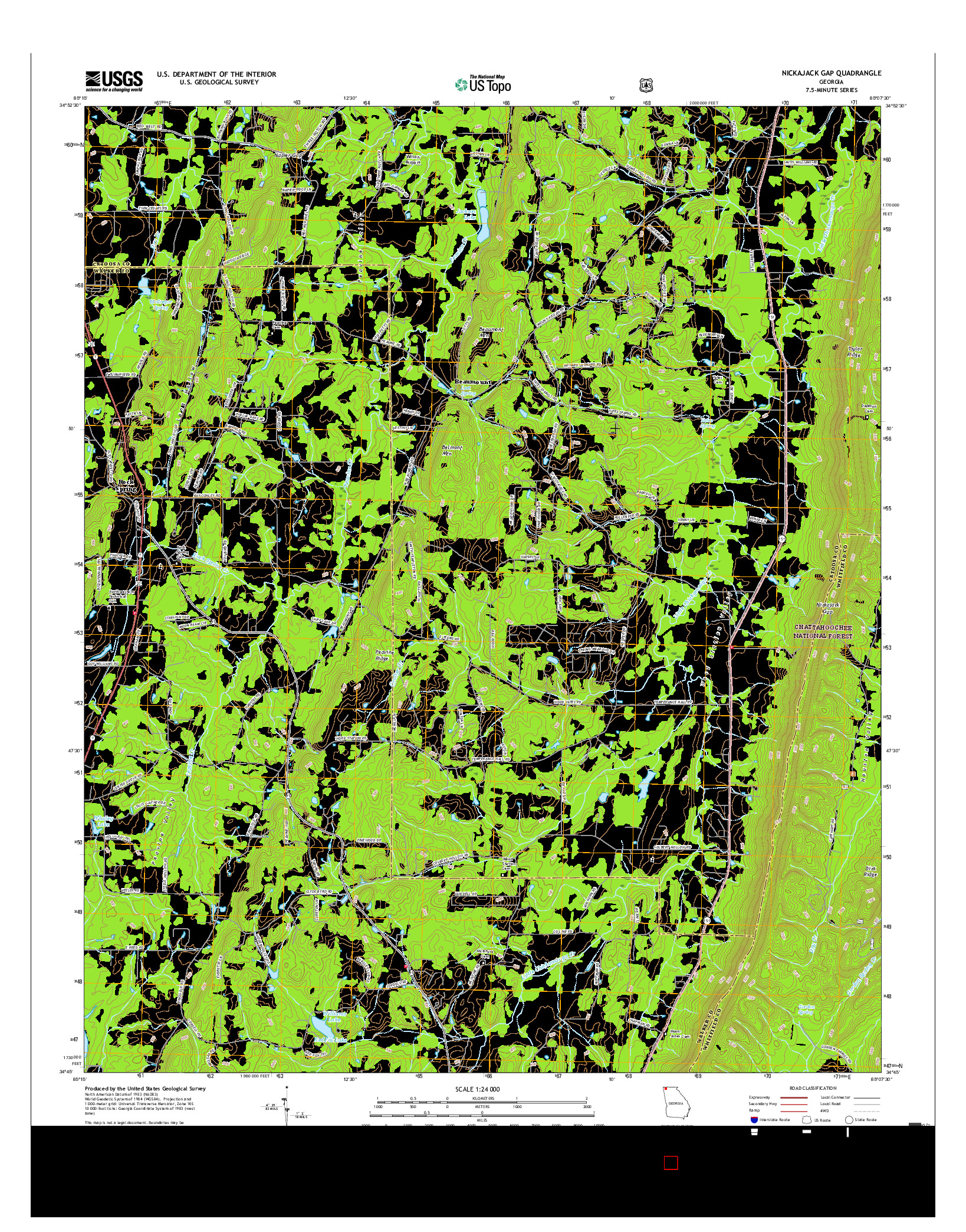 USGS US TOPO 7.5-MINUTE MAP FOR NICKAJACK GAP, GA 2017