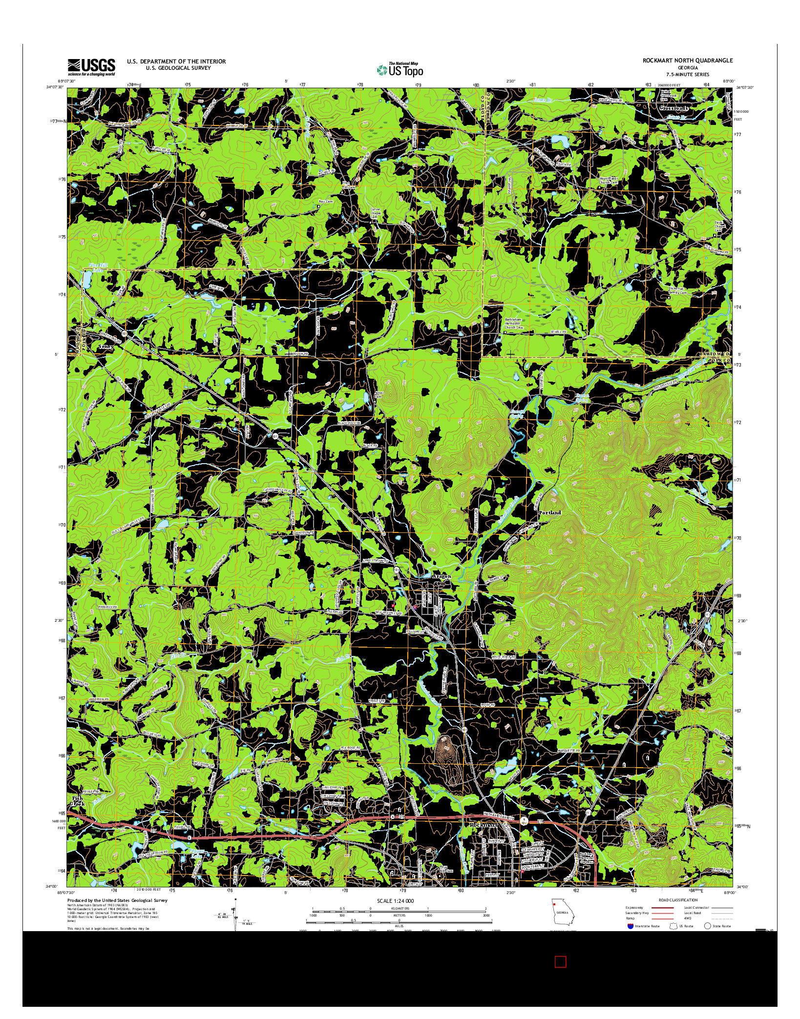 USGS US TOPO 7.5-MINUTE MAP FOR ROCKMART NORTH, GA 2017