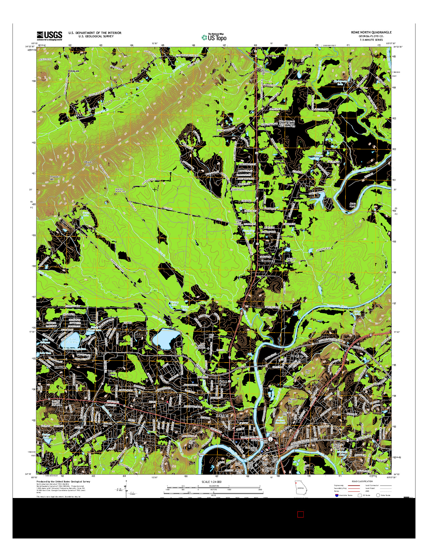 USGS US TOPO 7.5-MINUTE MAP FOR ROME NORTH, GA 2017